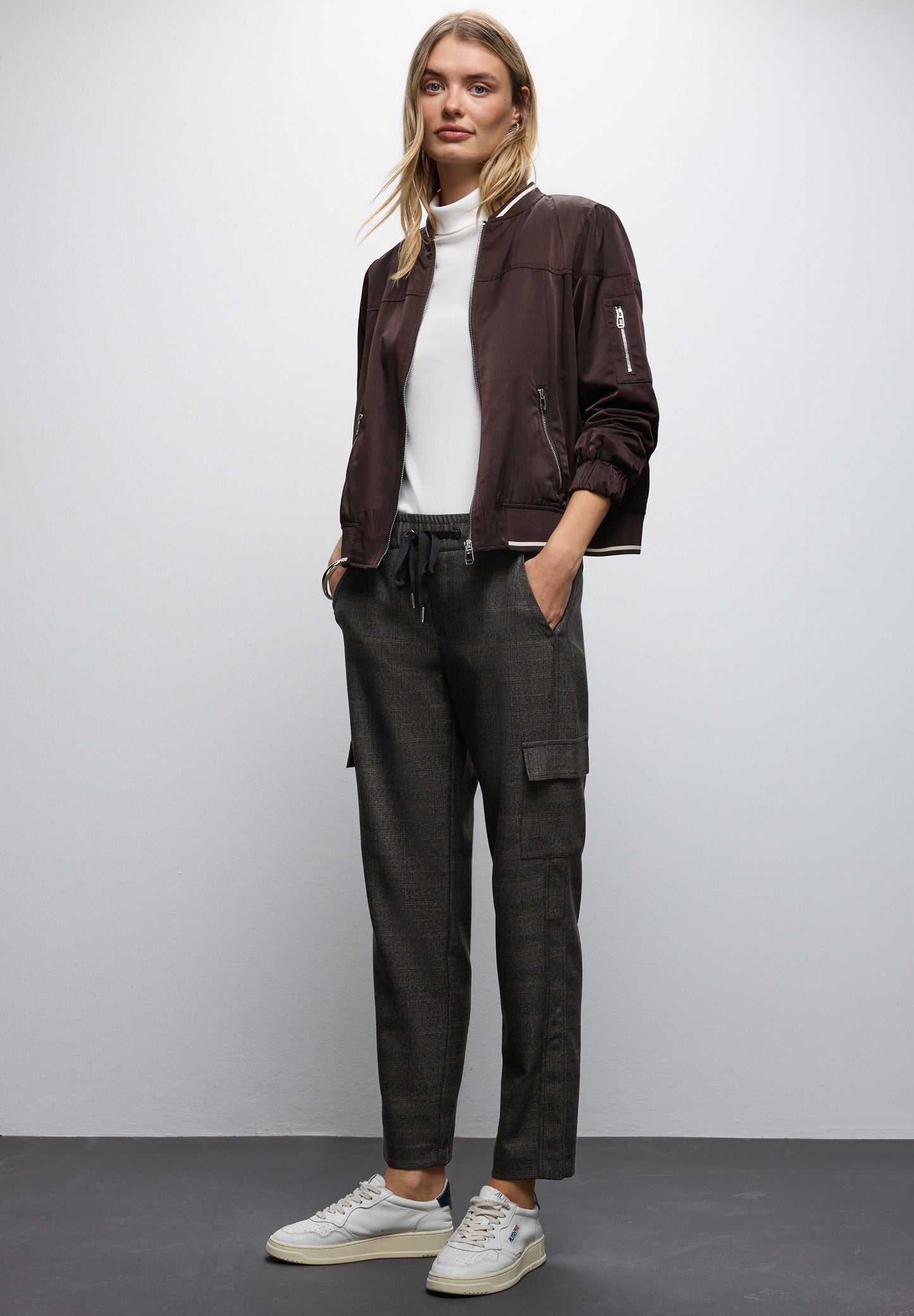 Street One Karierte Cargo Hose - Farbe: silk brown