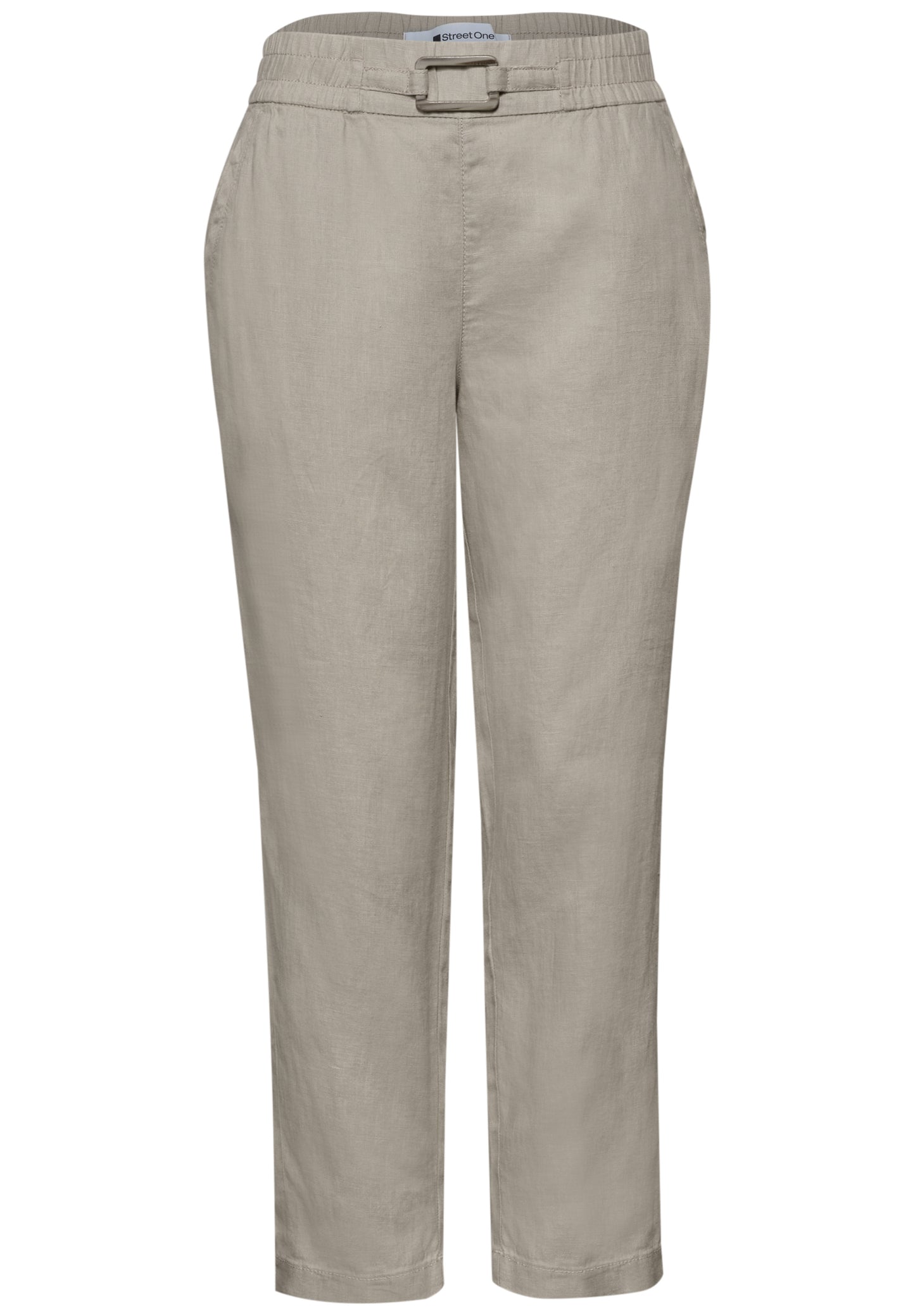 Street One - Slim Leg Hose aus Leinen mit Schnalle - Farbe: timeless beige