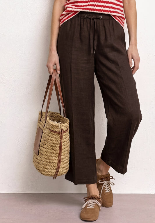 Street One - Wide Leg Hose im Loose Fit aus Leinen - Farbe: espresso brown