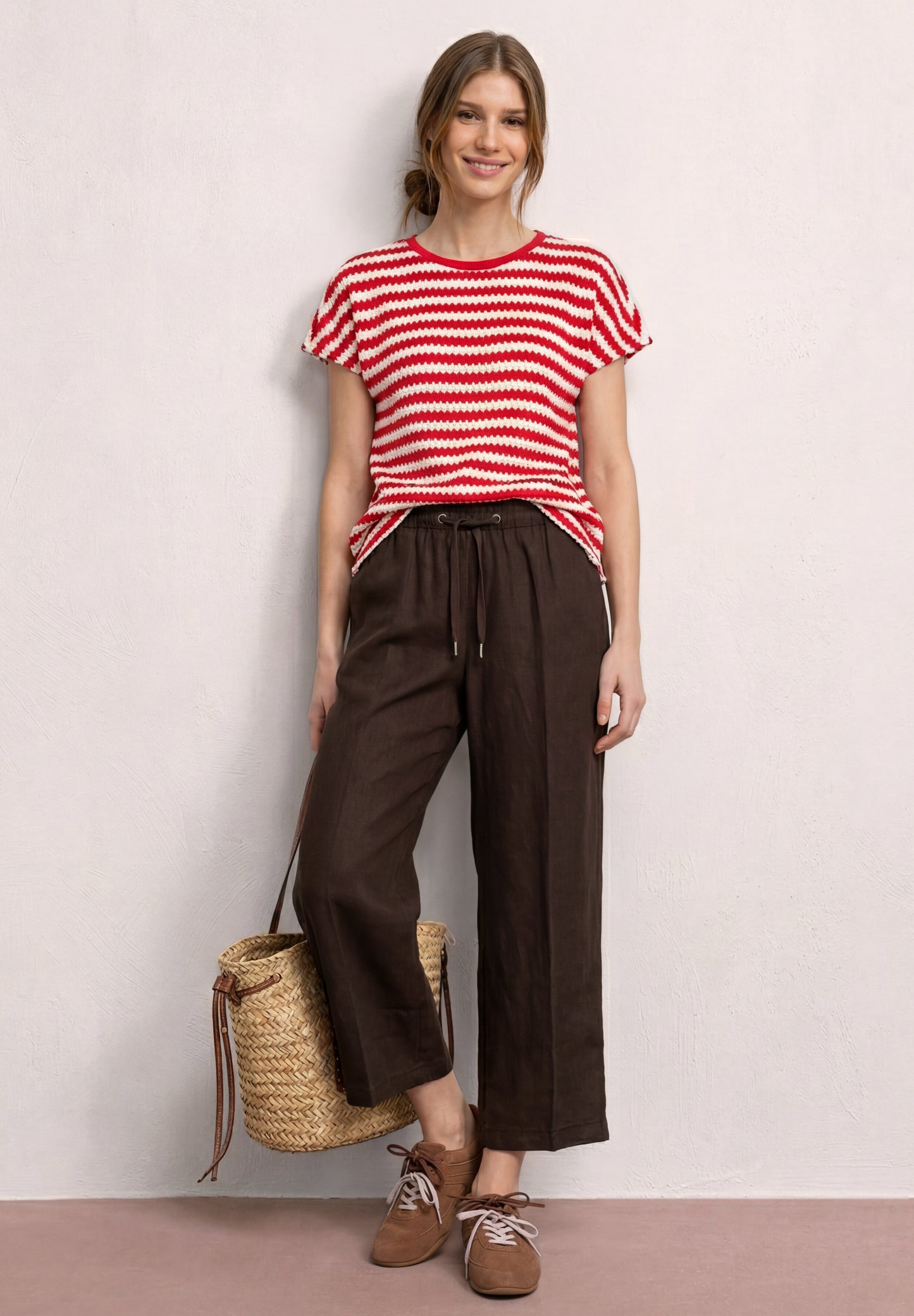 Street One - Wide Leg Hose im Loose Fit aus Leinen - Farbe: espresso brown