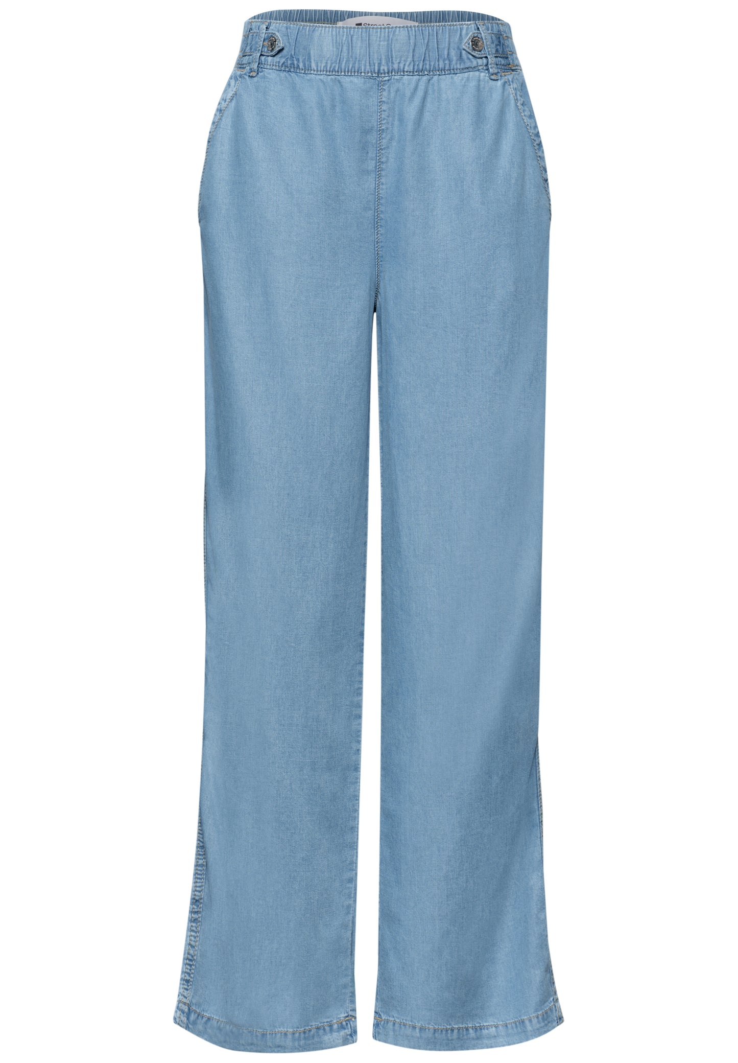 Street One - High Waist Wide Leg Hose mit Knopfdetails - Farbe: Light Blue soft wash