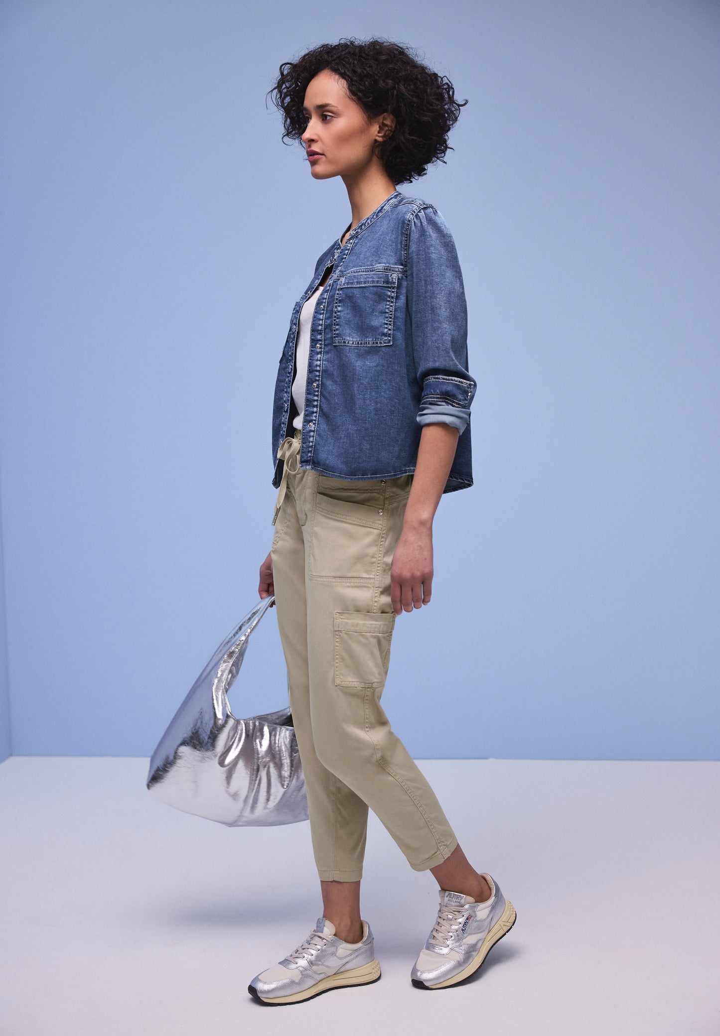 Street One Damen Cargo Joggpants Hose - cobble stone