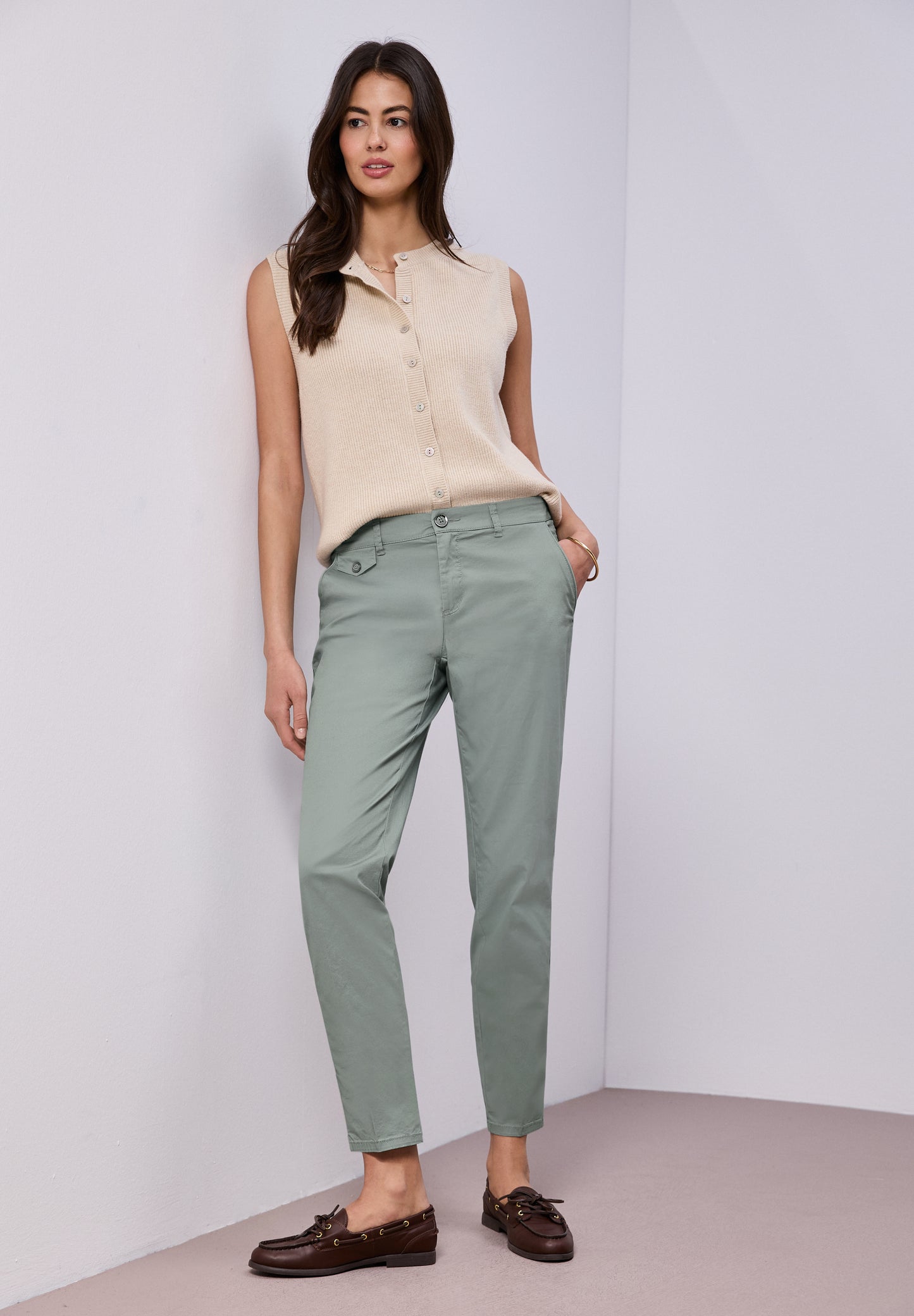 Street One - Chino im Casual Fit - Farbe: dark mint green