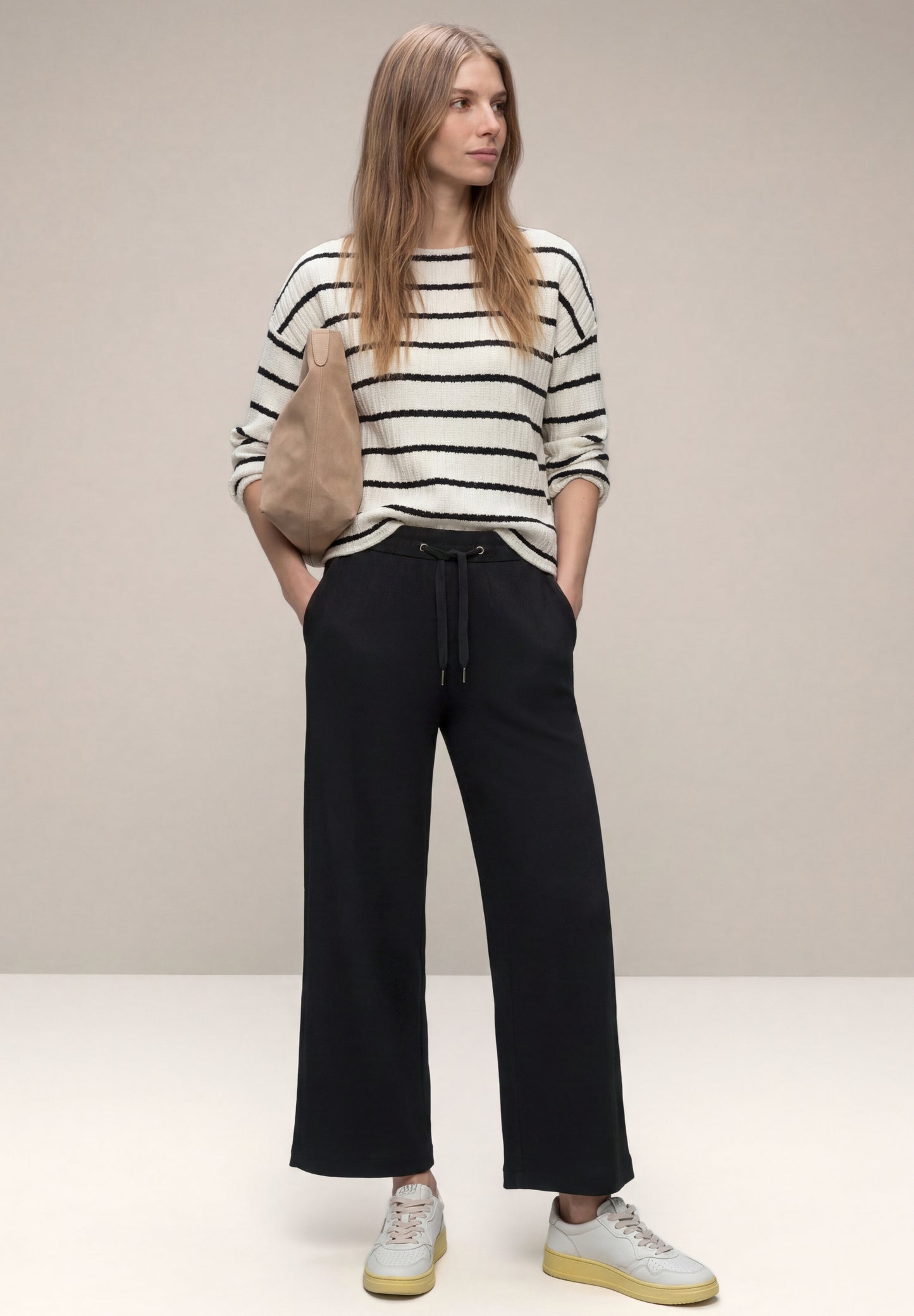 Street One - High Waist Wide Leg Hose im Casual Fit - Farbe: Black