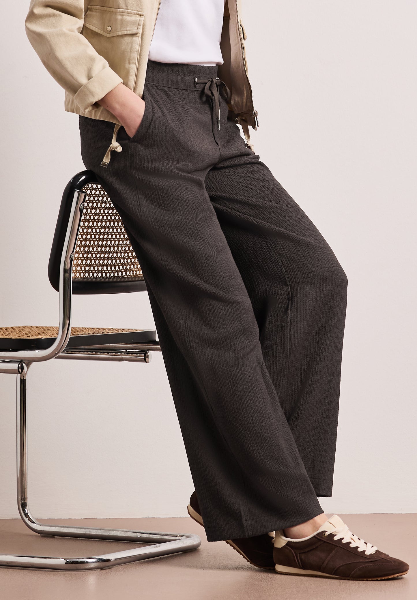 Street One - High Waist Wide Leg Hose im Casual Fit - Farbe: deep earth