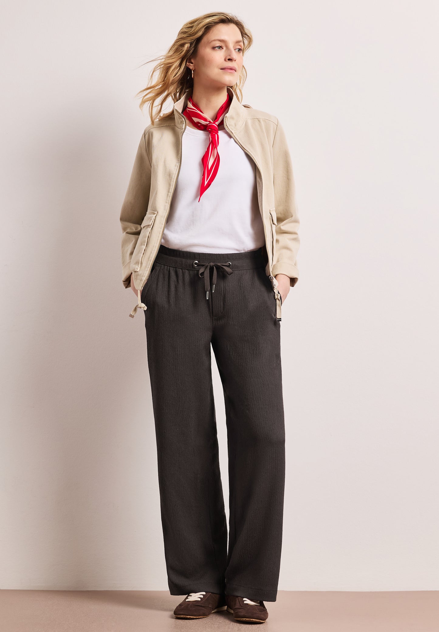Street One - High Waist Wide Leg Hose im Casual Fit - Farbe: deep earth