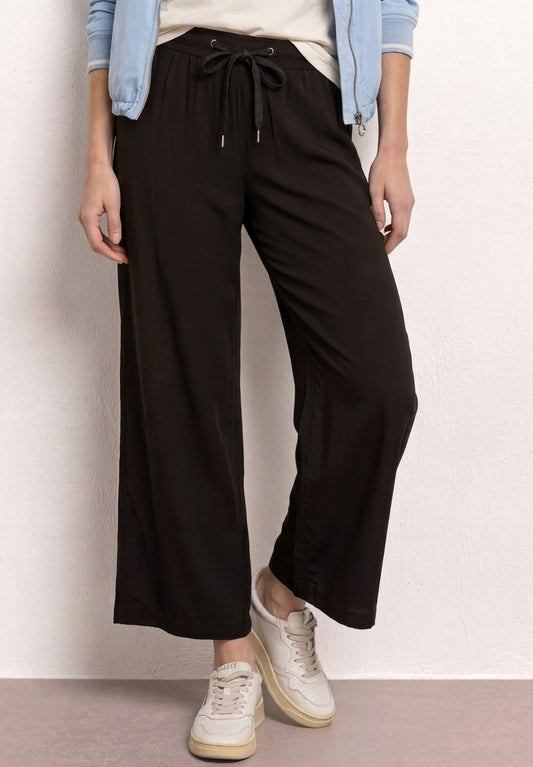 Street One - High Waist Wide Leg Hose im Loose Fit - Farbe: Black