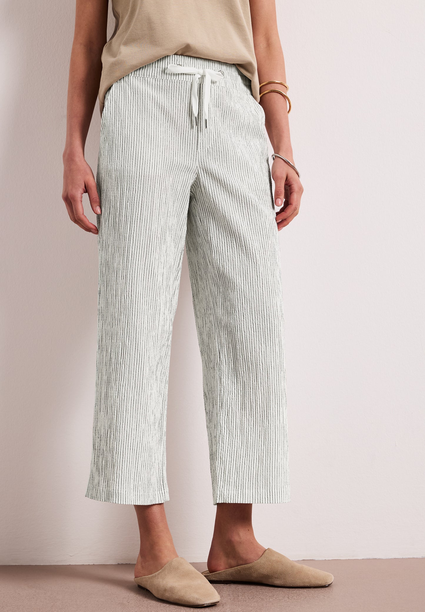 Street One - Wide Leg Hose im Loose Fit mit Streifen - Farbe: off white