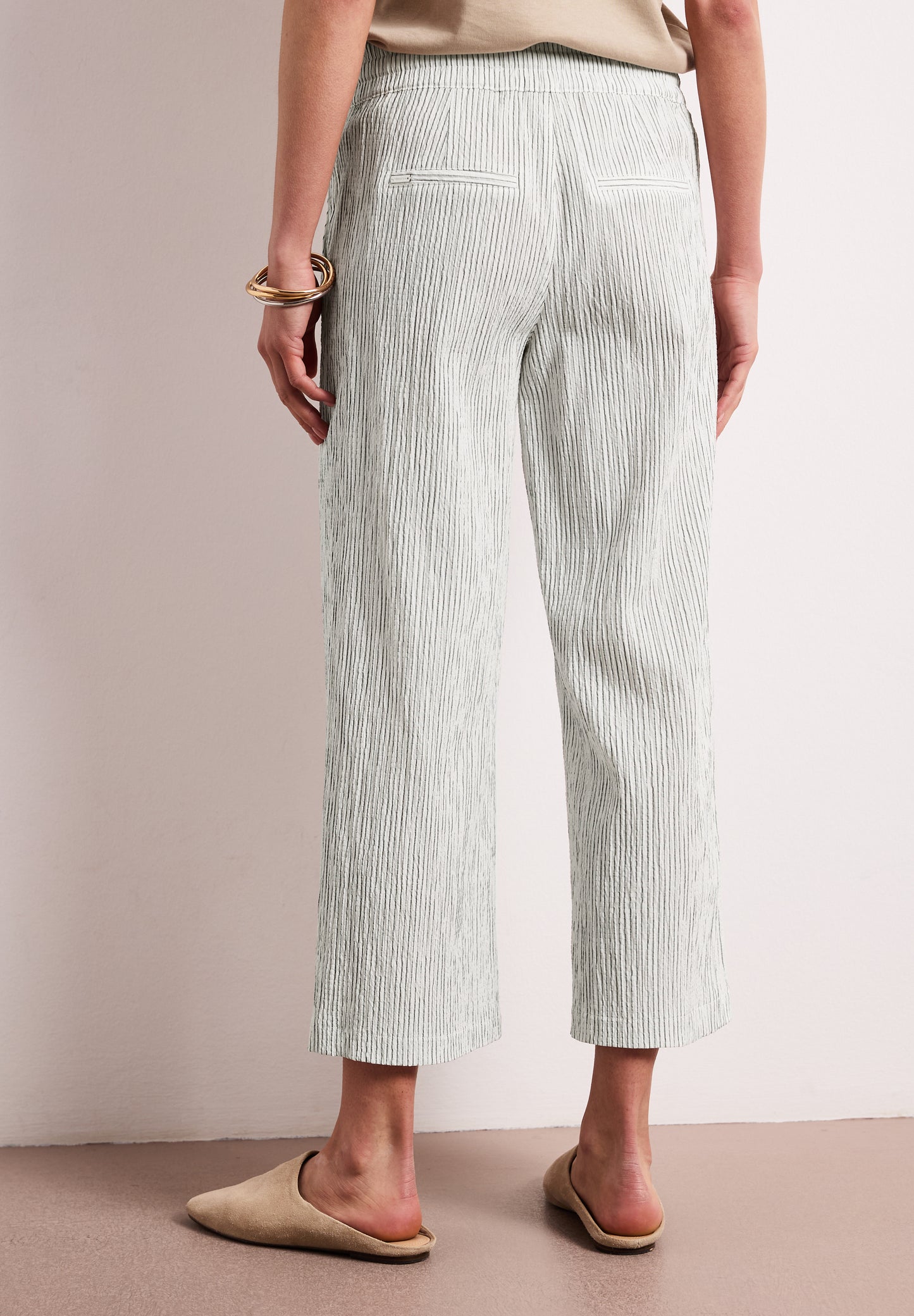 Street One - Wide Leg Hose im Loose Fit mit Streifen - Farbe: off white