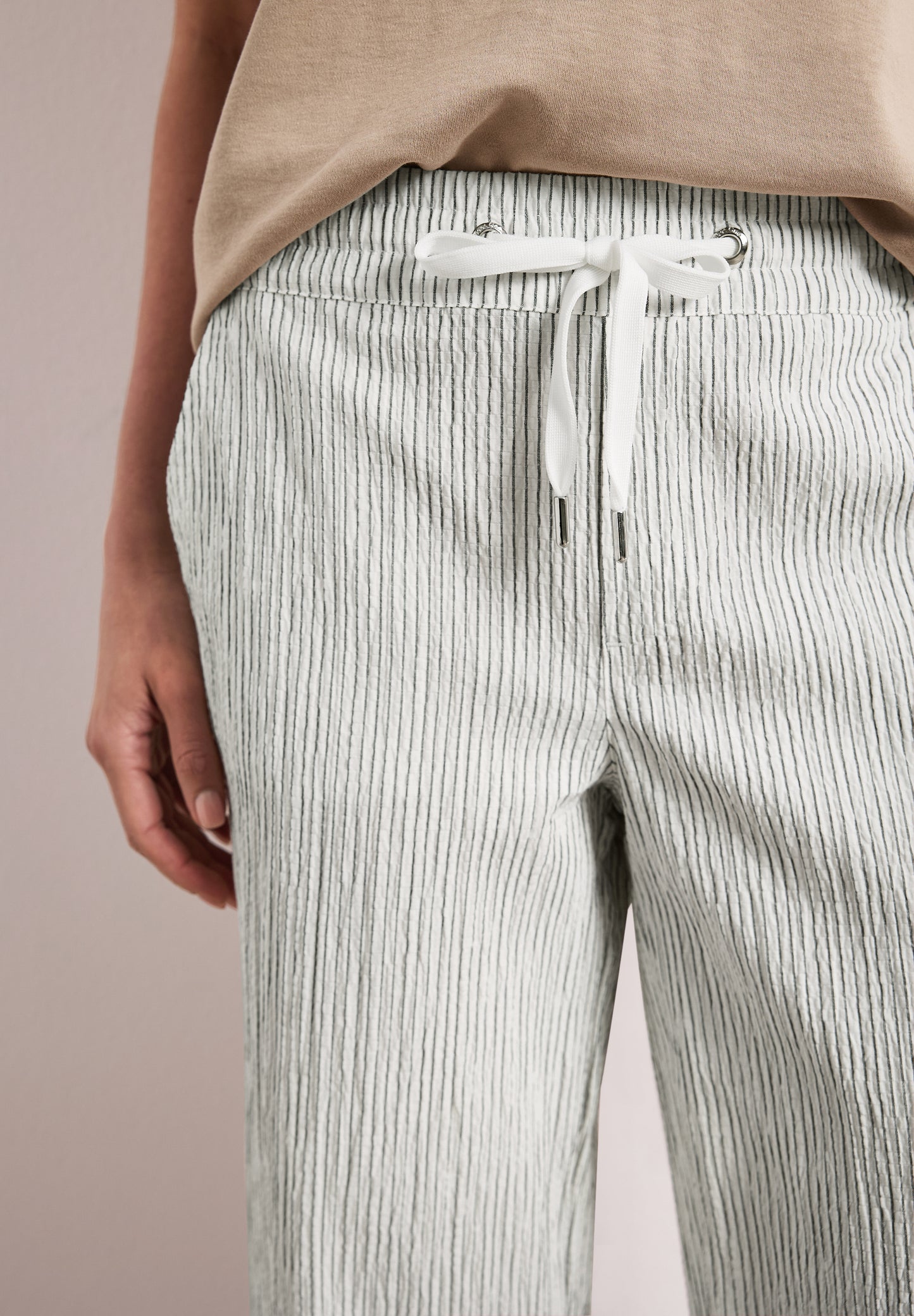 Street One - Wide Leg Hose im Loose Fit mit Streifen - Farbe: off white