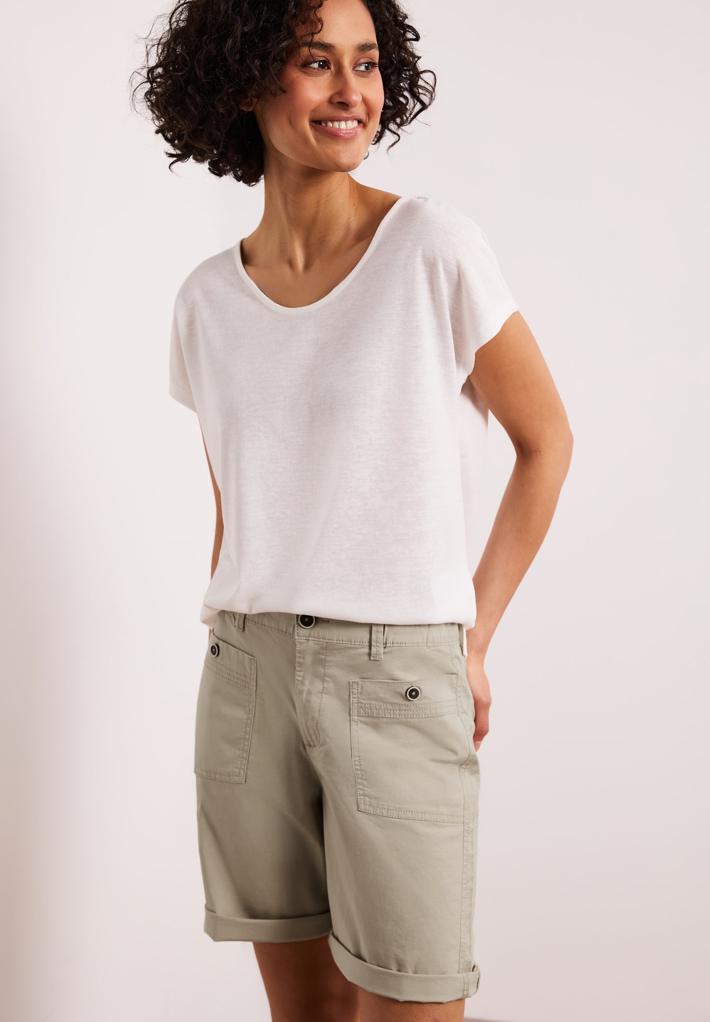 Street One - Straight Leg Bermuda mit Turn-Up - Farbe: cobble stone