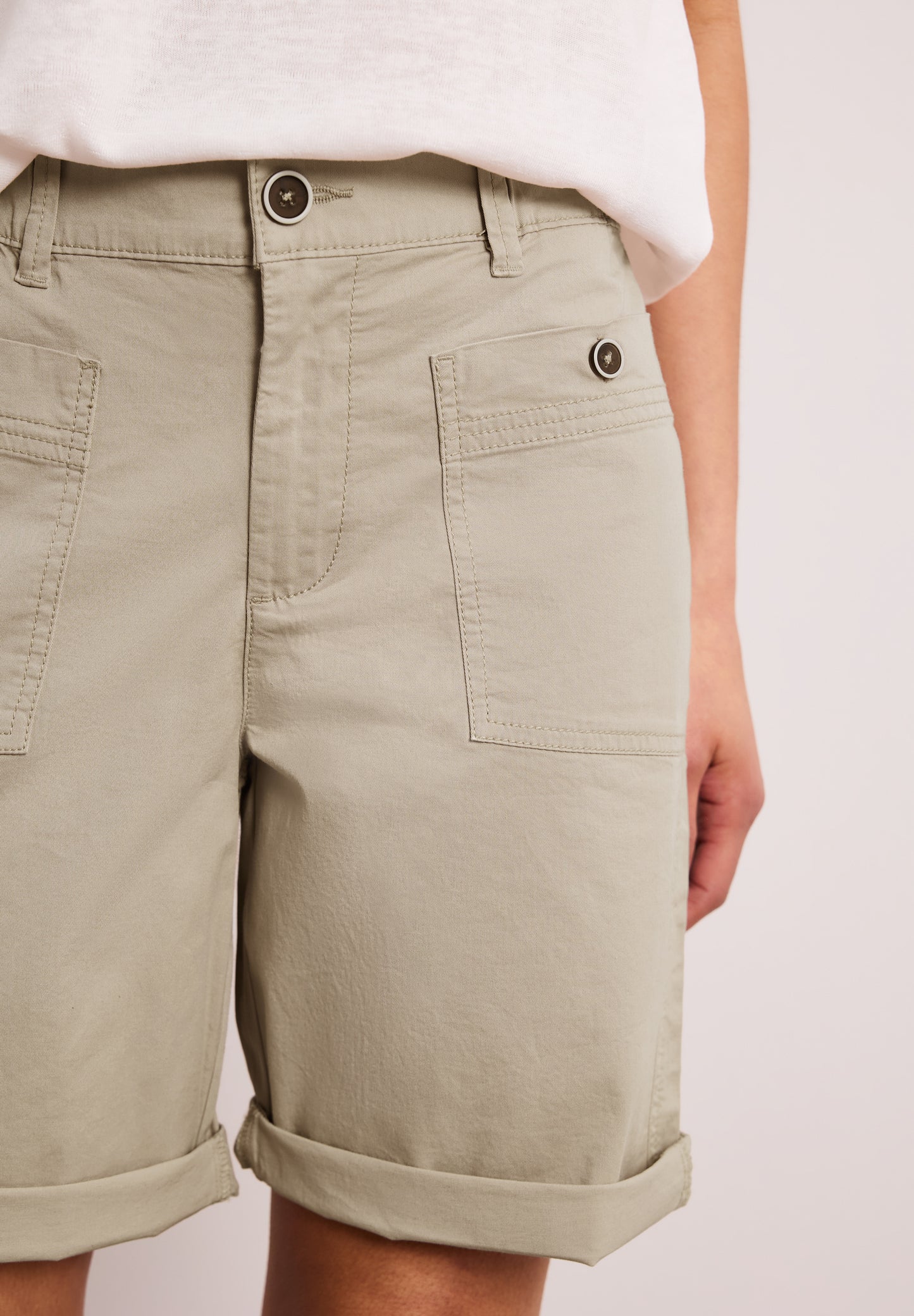 Street One - Straight Leg Bermuda mit Turn-Up - Farbe: cobble stone