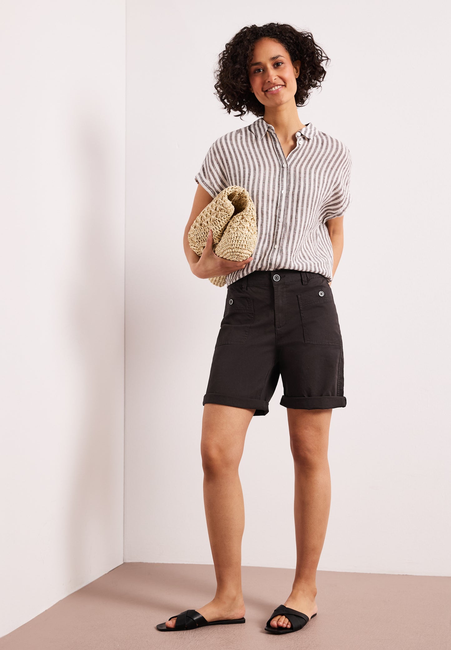 Street One - Straight Leg Bermuda mit Turn-Up - Farbe: deep earth