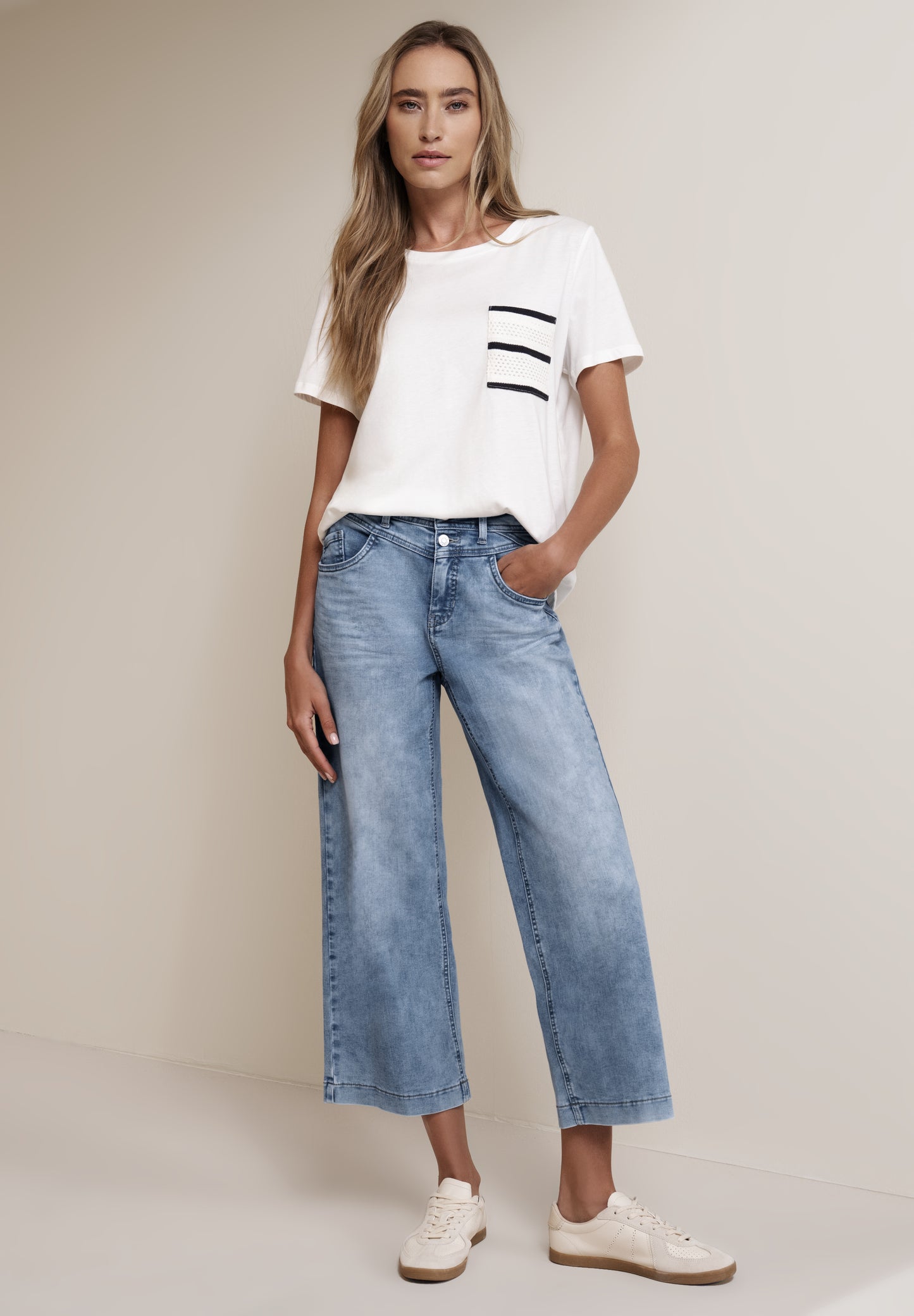 Street One - High Waist Wide Leg Jeans im Loose Fit - Farbe: light blue wash