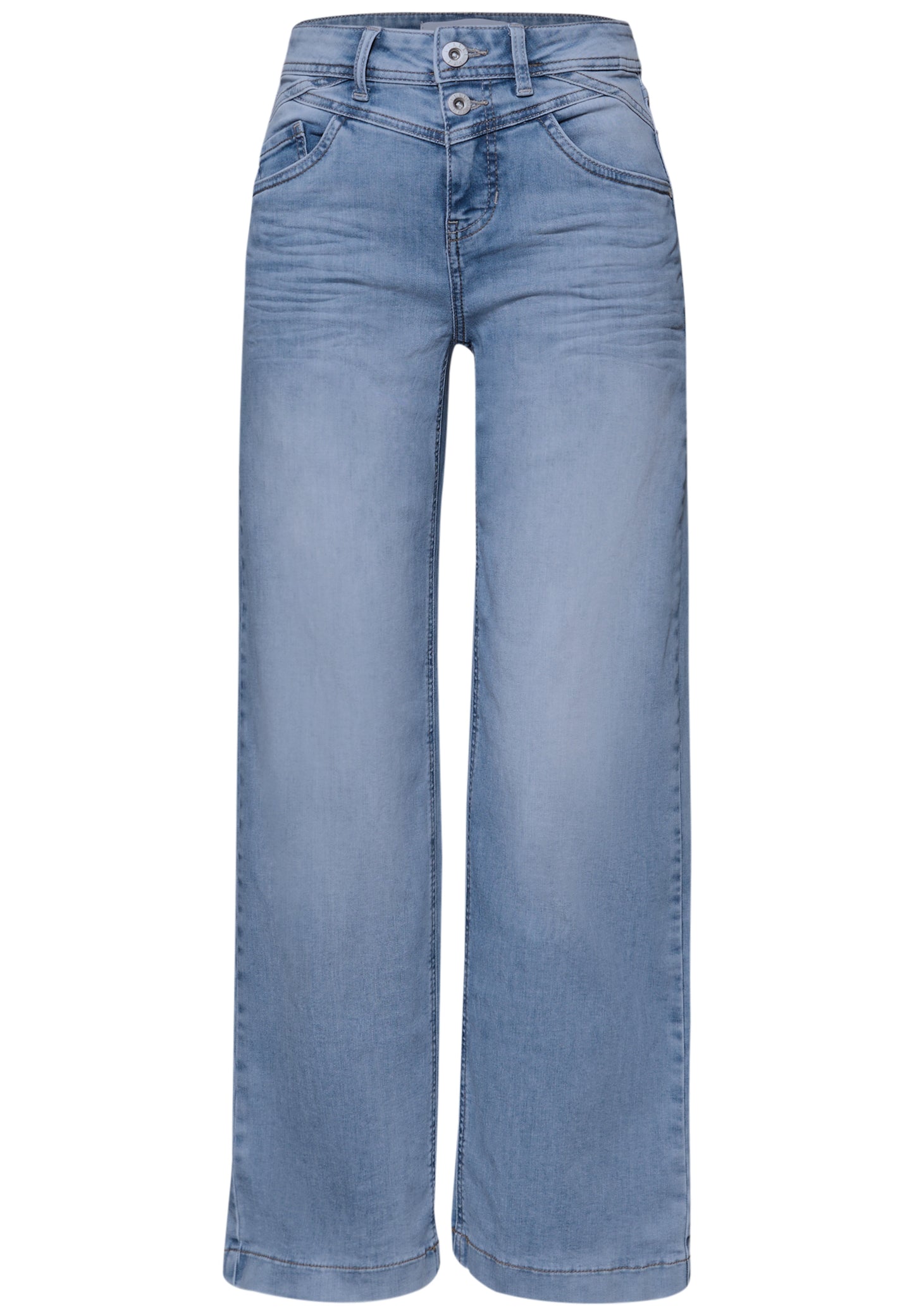 Street One - High Waist Wide Leg Jeans im Loose Fit - Farbe: light blue wash