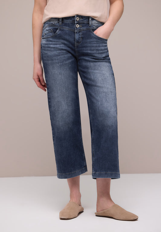 Street One - High Waist Wide Leg Jeans im Loose Fit - Farbe: dark blue wash