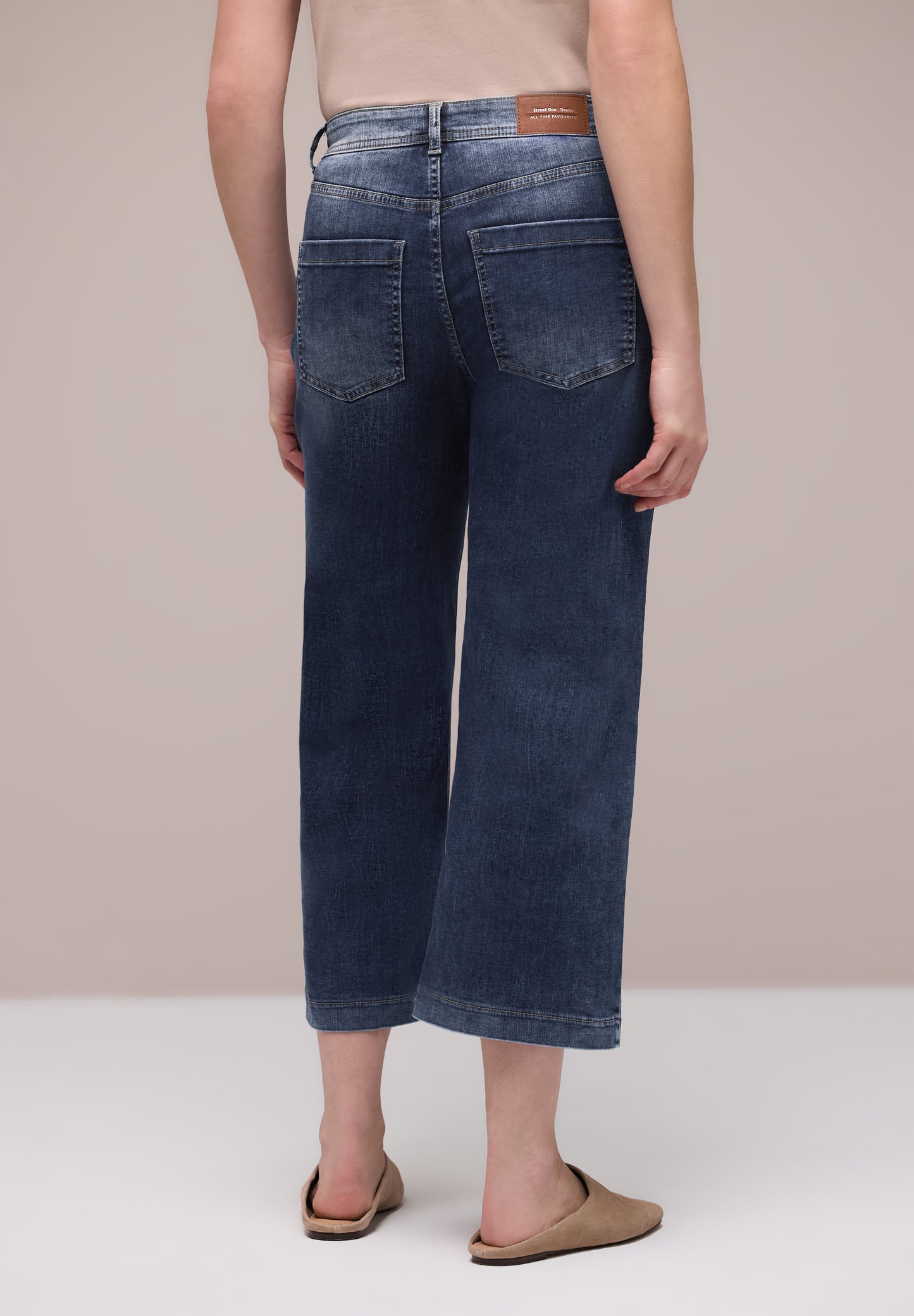 Street One - High Waist Wide Leg Jeans im Loose Fit - Farbe: dark blue wash
