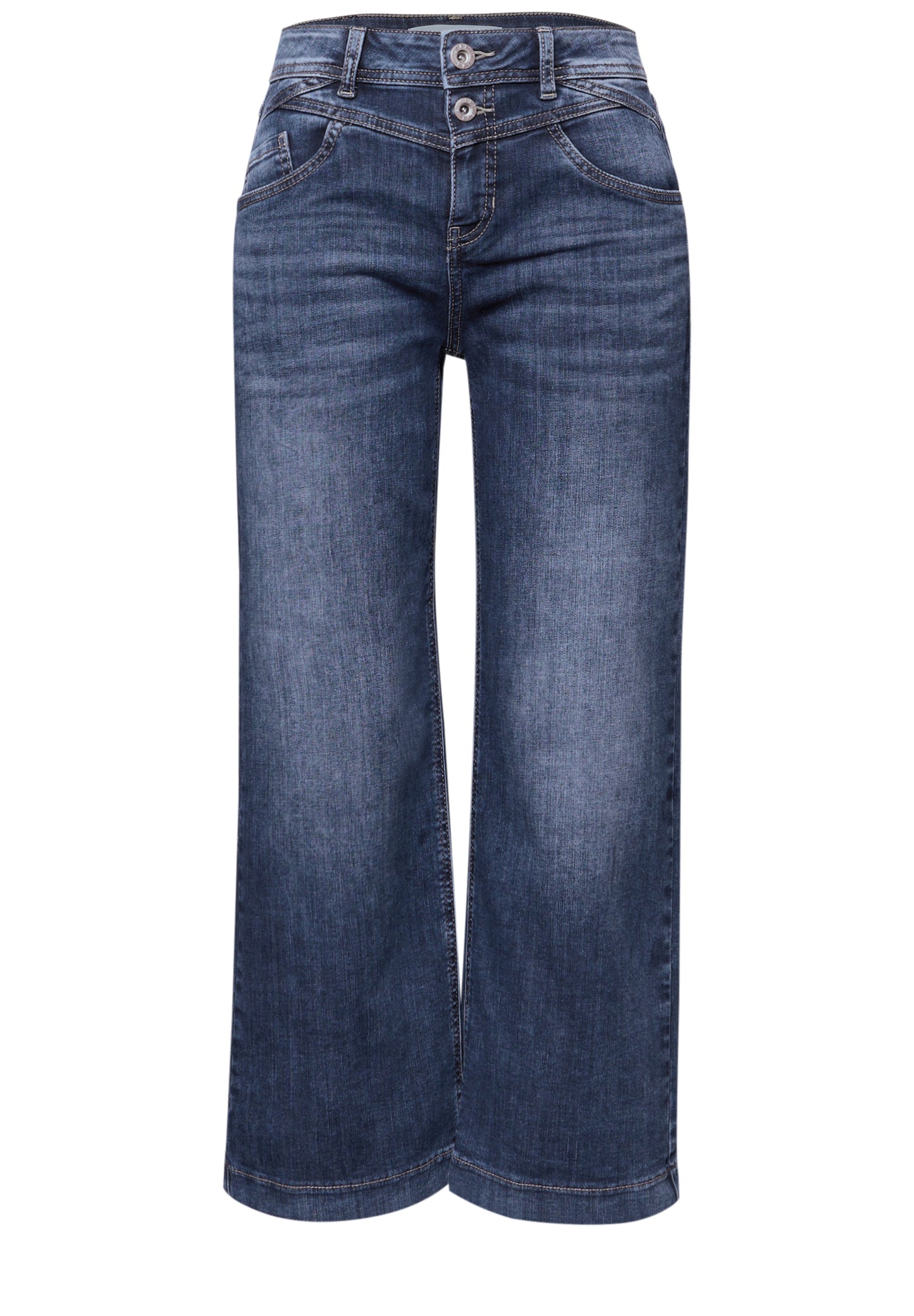 Street One - High Waist Wide Leg Jeans im Loose Fit - Farbe: dark blue wash