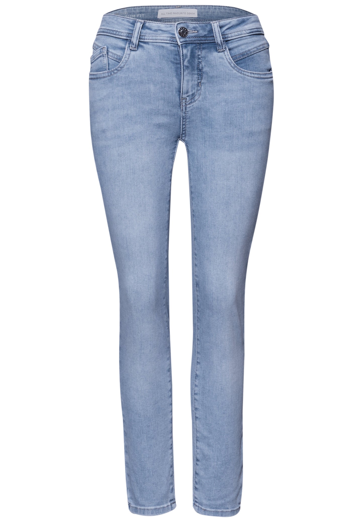 Street One - Mid Waist Slim Leg Jeans im Slim Fit - Farbe: light blue random wash