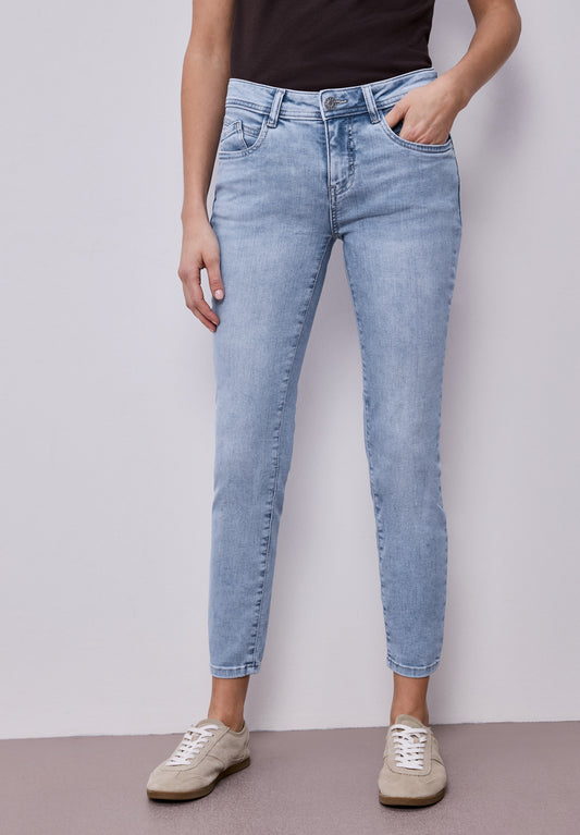 Street One - Mid Waist Slim Leg Jeans im Slim Fit - Farbe: light blue random wash