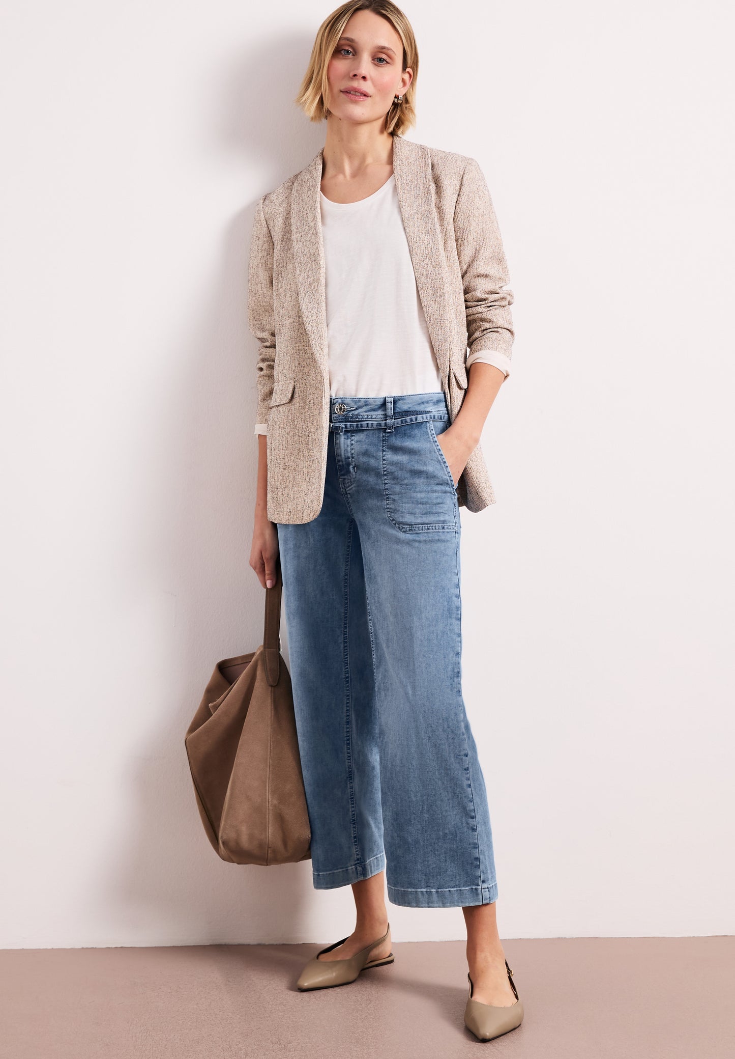 Street One - Mid Waist Wide Leg Jeans im Loose Fit - Farbe: mid blue random wash