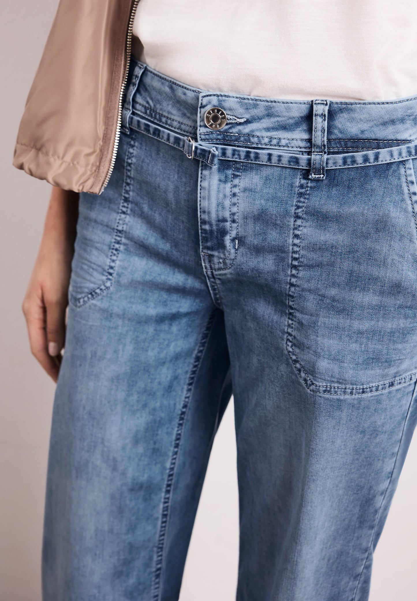 Street One - Mid Waist Wide Leg Jeans im Loose Fit - Farbe: mid blue random wash