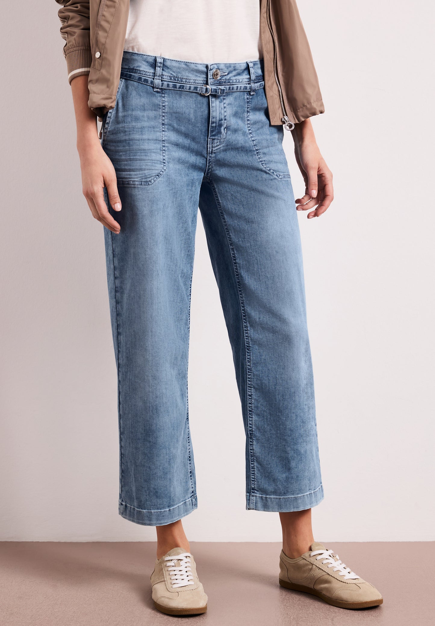 Street One - Mid Waist Wide Leg Jeans im Loose Fit - Farbe: mid blue random wash