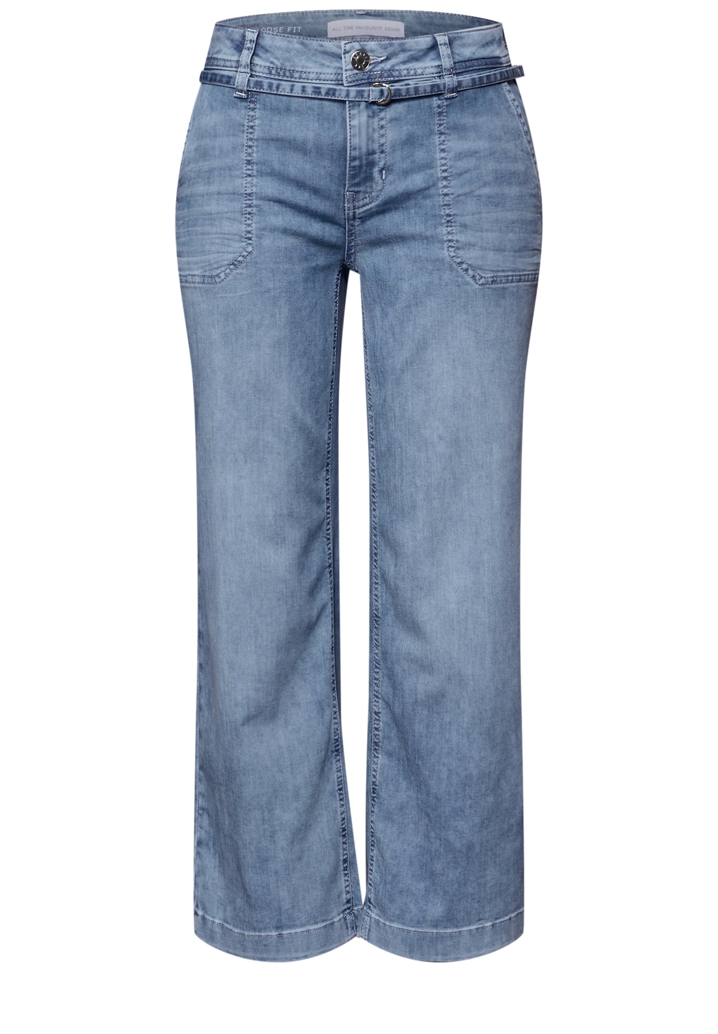 Street One - Mid Waist Wide Leg Jeans im Loose Fit - Farbe: mid blue random wash