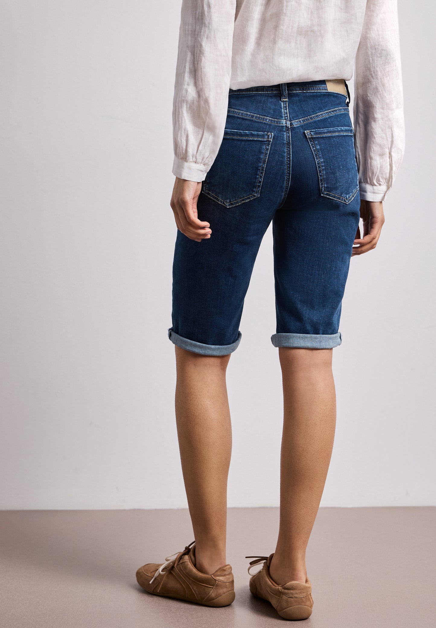Street One - Slim Leg Bermuda mit Turn-Up-Detail - Farbe: dark blue authentic wash