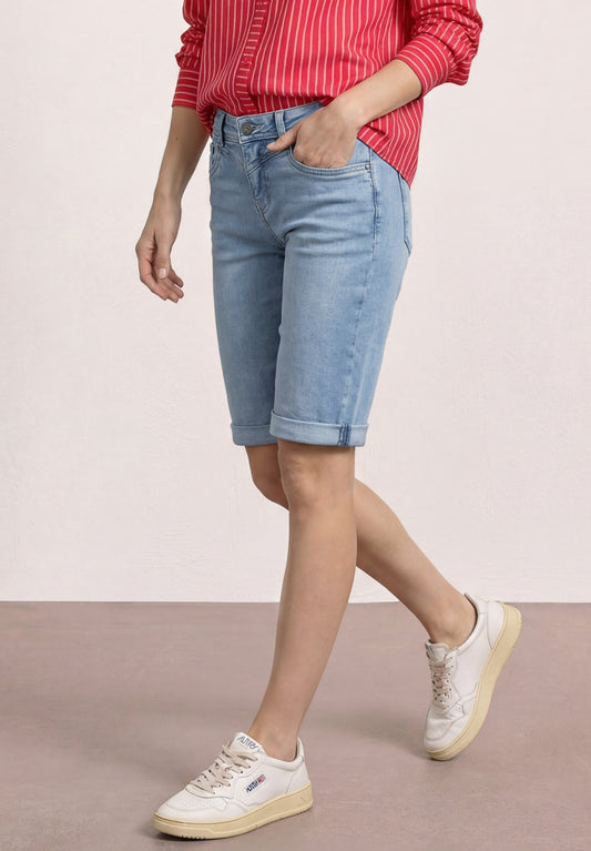Street One - Slim Leg Bermuda mit Turn-Up-Detail - Farbe: light blue authentic wash