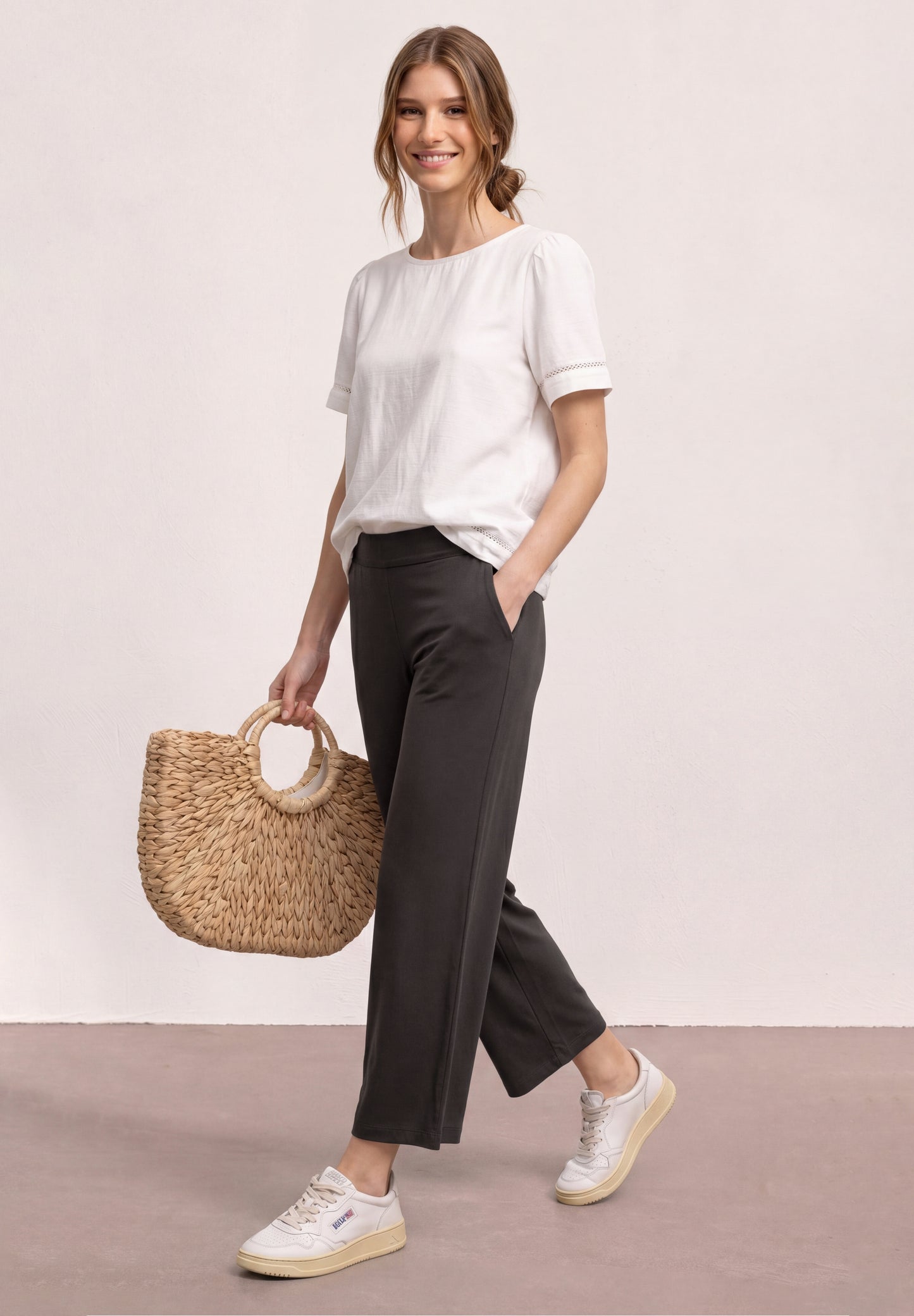 Street One - 7/8 Wide Leg Hose im Loose Fit - Farbe: deep earth