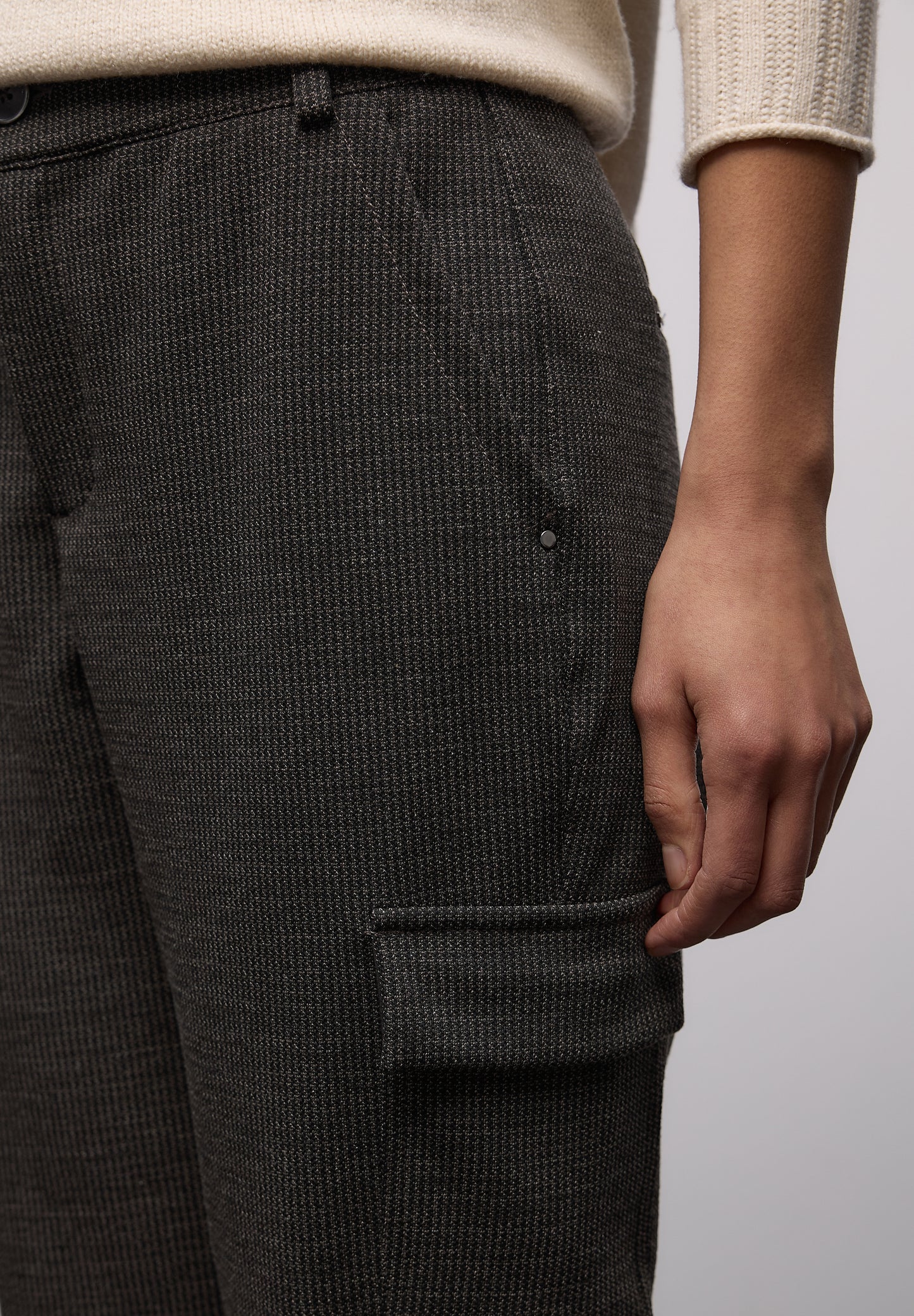 Street One - Houndstooth Cargo Hose - Farbe: rustic brown