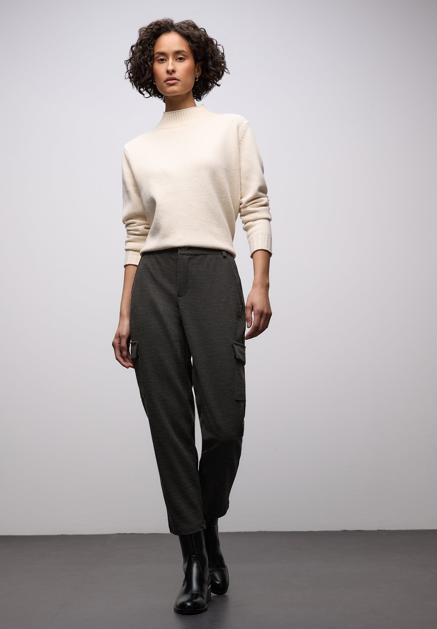 Street One - Houndstooth Cargo Hose - Farbe: rustic brown