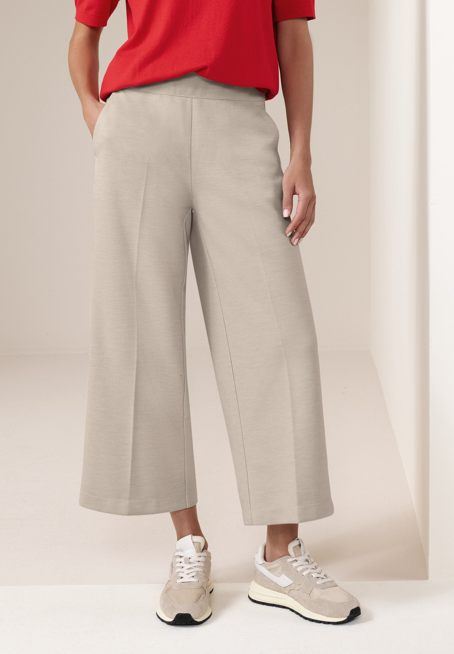 Street One - High Waist Wide Leg Hose im Casual Fit - Farbe: cobble stone