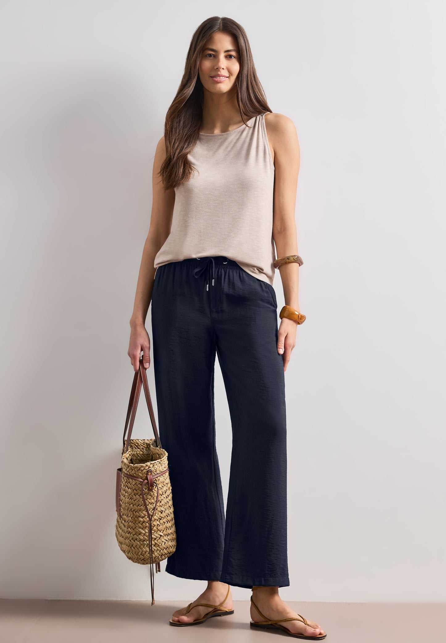 Street One - High Waist Wide Leg Hose im Loose Fit - Farbe: deep blue