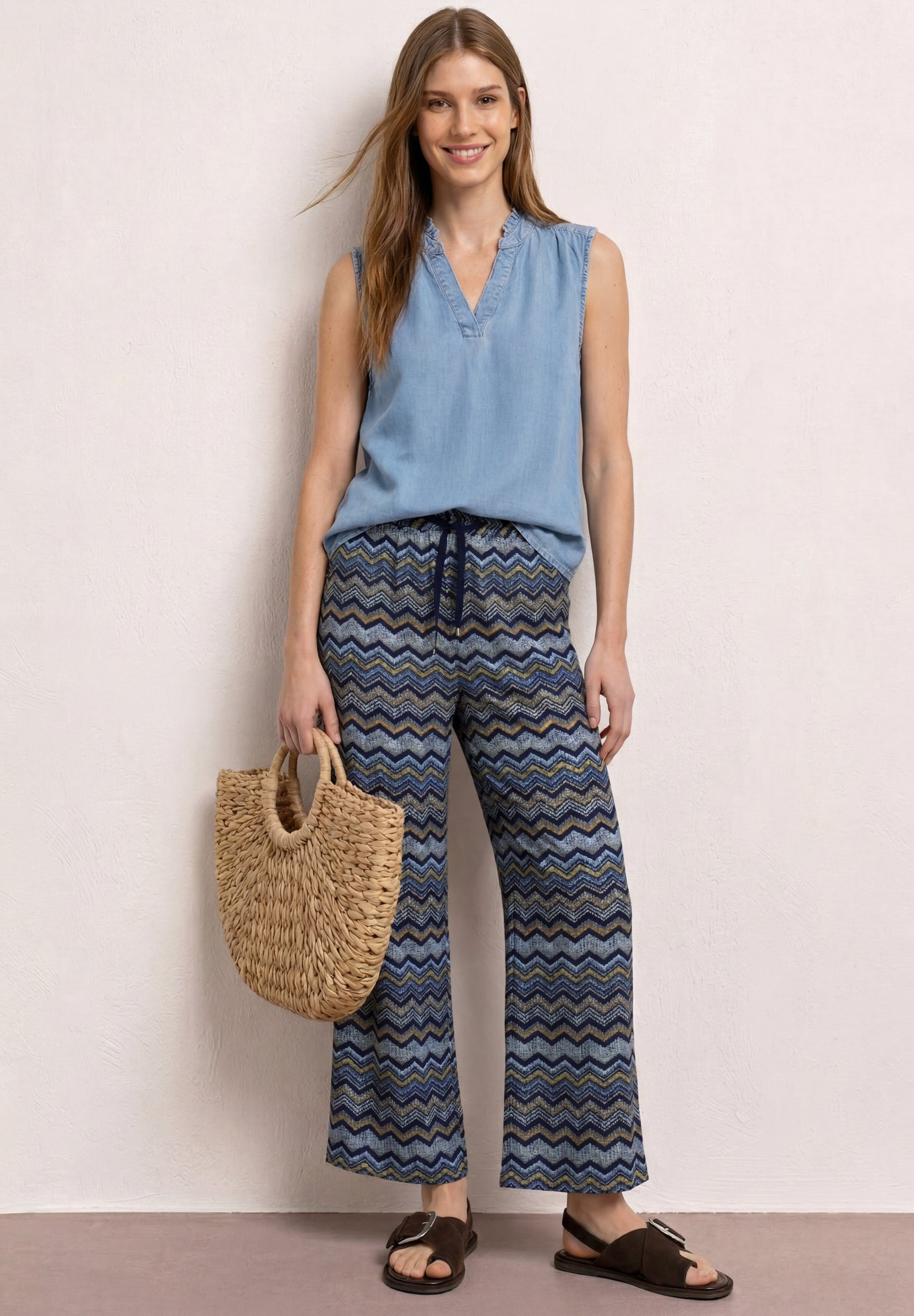 Street One - High Waist Wide Leg Hose im Loose Fit - Farbe: frozen wave