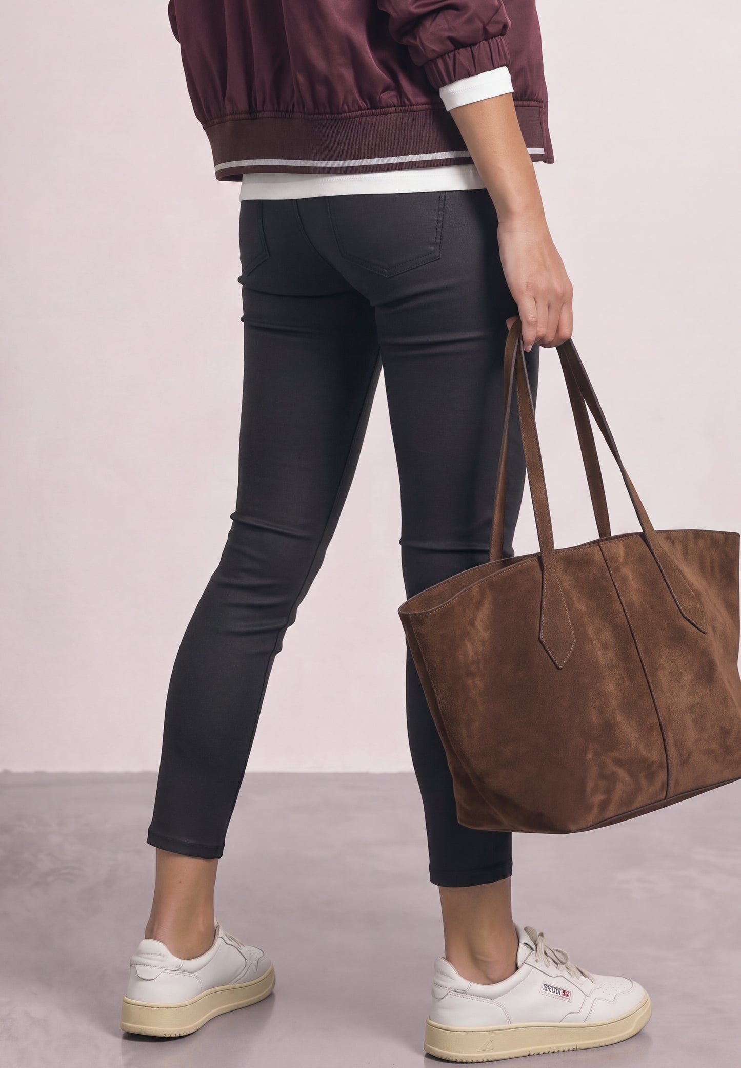 Street One - Mid Waist Hose im Slim Fit in Leder-Optik - Farbe: Black