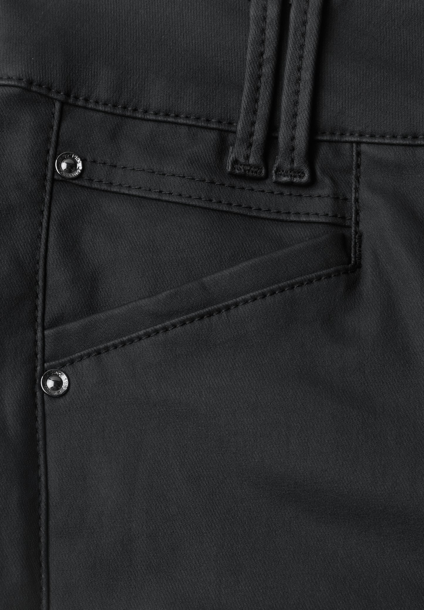 Street One - Mid Waist Hose im Slim Fit in Leder-Optik - Farbe: Black