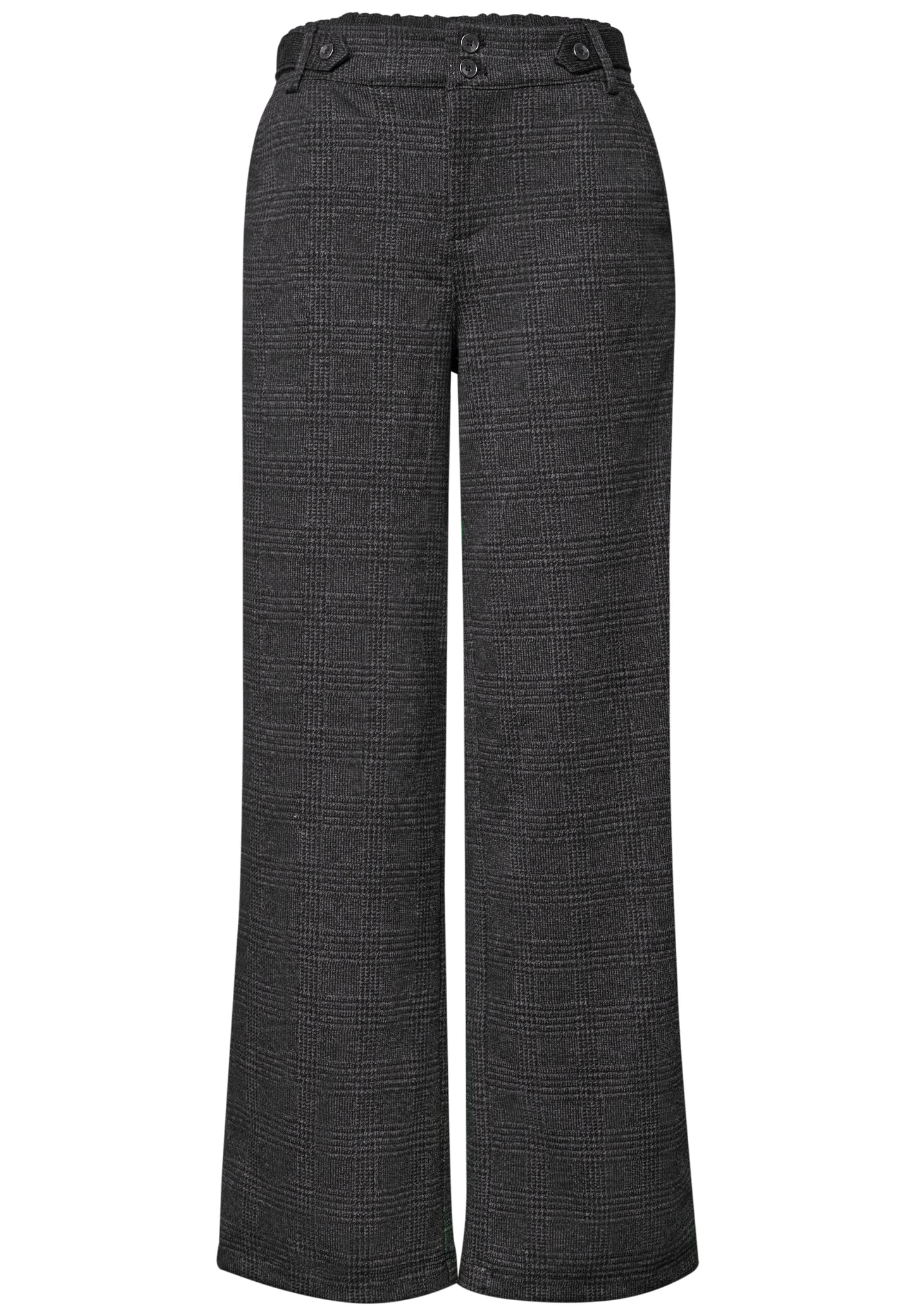Street One - High Waist Wide Leg Hose mit Karomuster - Farbe: Black