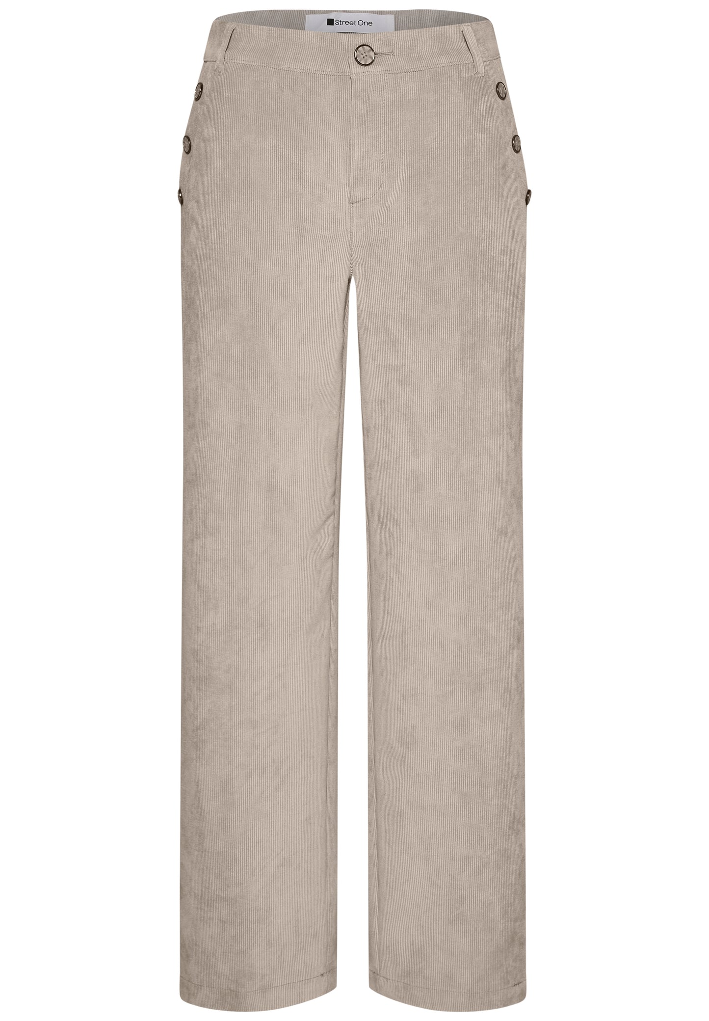 Street One - Mid Waist Straight Leg Hose mit Knöpfen - Farbe: fading sand