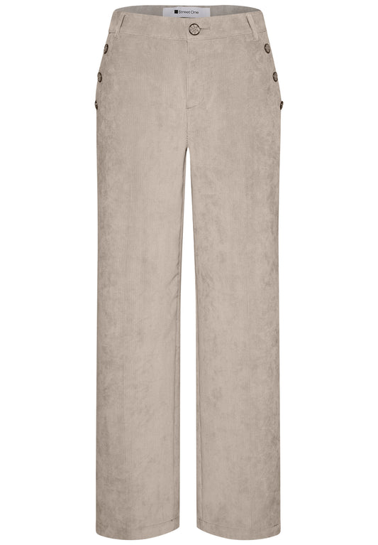 Street One - Mid Waist Straight Leg Hose mit Knöpfen - Farbe: fading sand