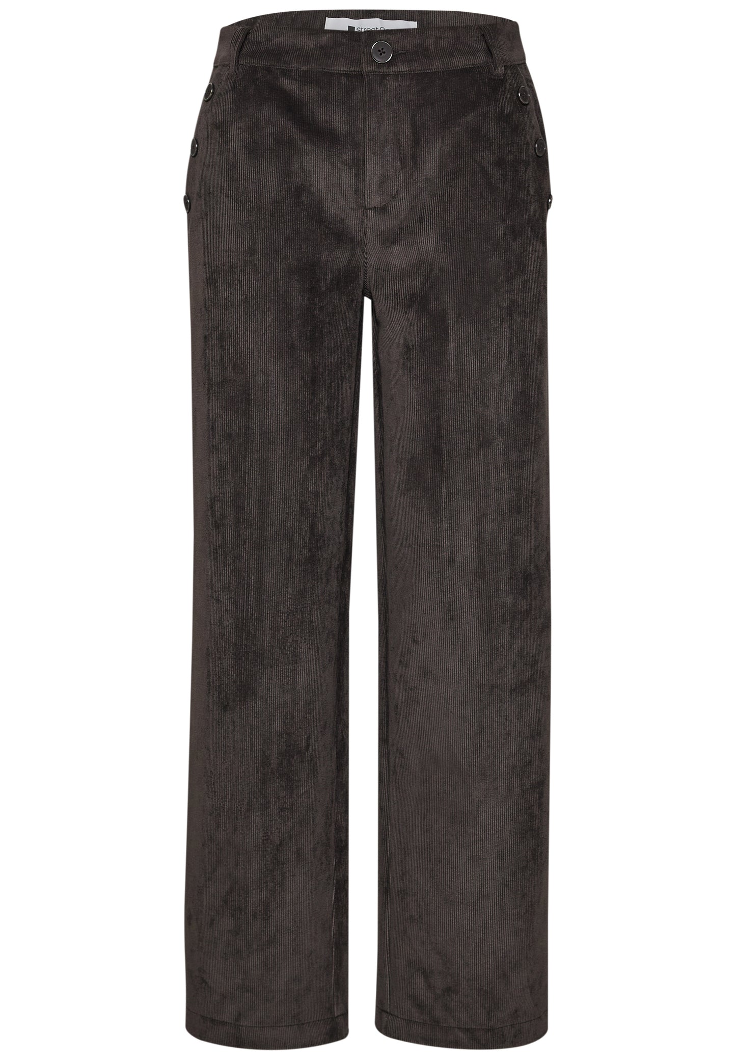 Street One - Mid Waist Straight Leg Hose mit Knöpfen - Farbe: black coffee