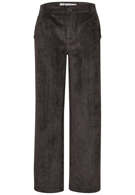Street One - Mid Waist Straight Leg Hose mit Knöpfen - Farbe: black coffee