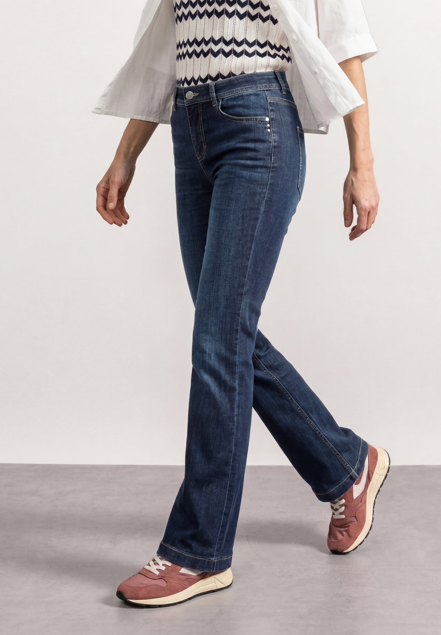 Street One - High Waist Bootcut Jeans "Style: Blaire" - Farbe: Dark Blue Washed