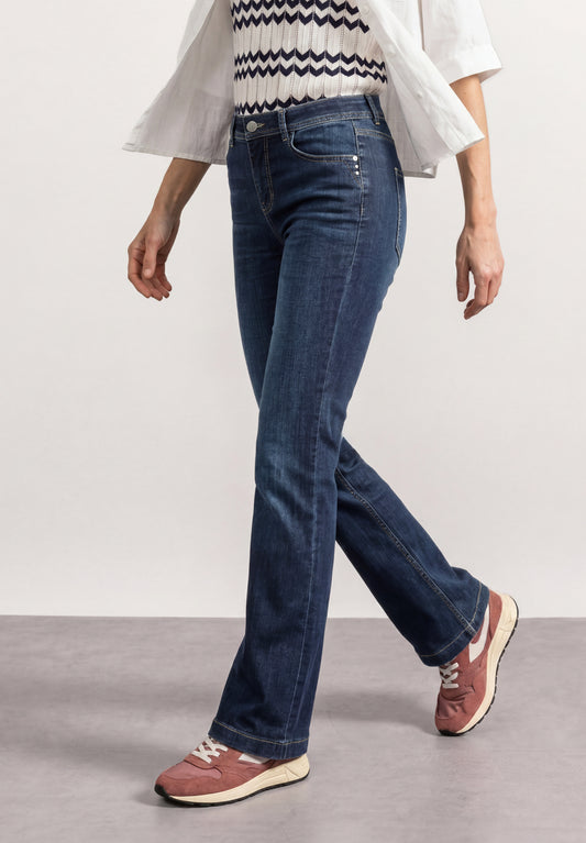 Street One - High Waist Bootcut Jeans "Style: Blaire" - Farbe: Dark Blue Washed