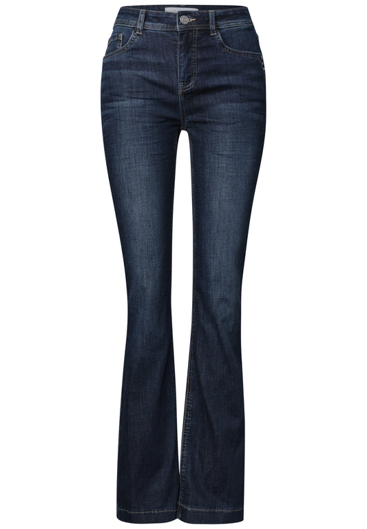 Street One - High Waist Bootcut Jeans "Style: Blaire" - Farbe: Dark Blue Washed