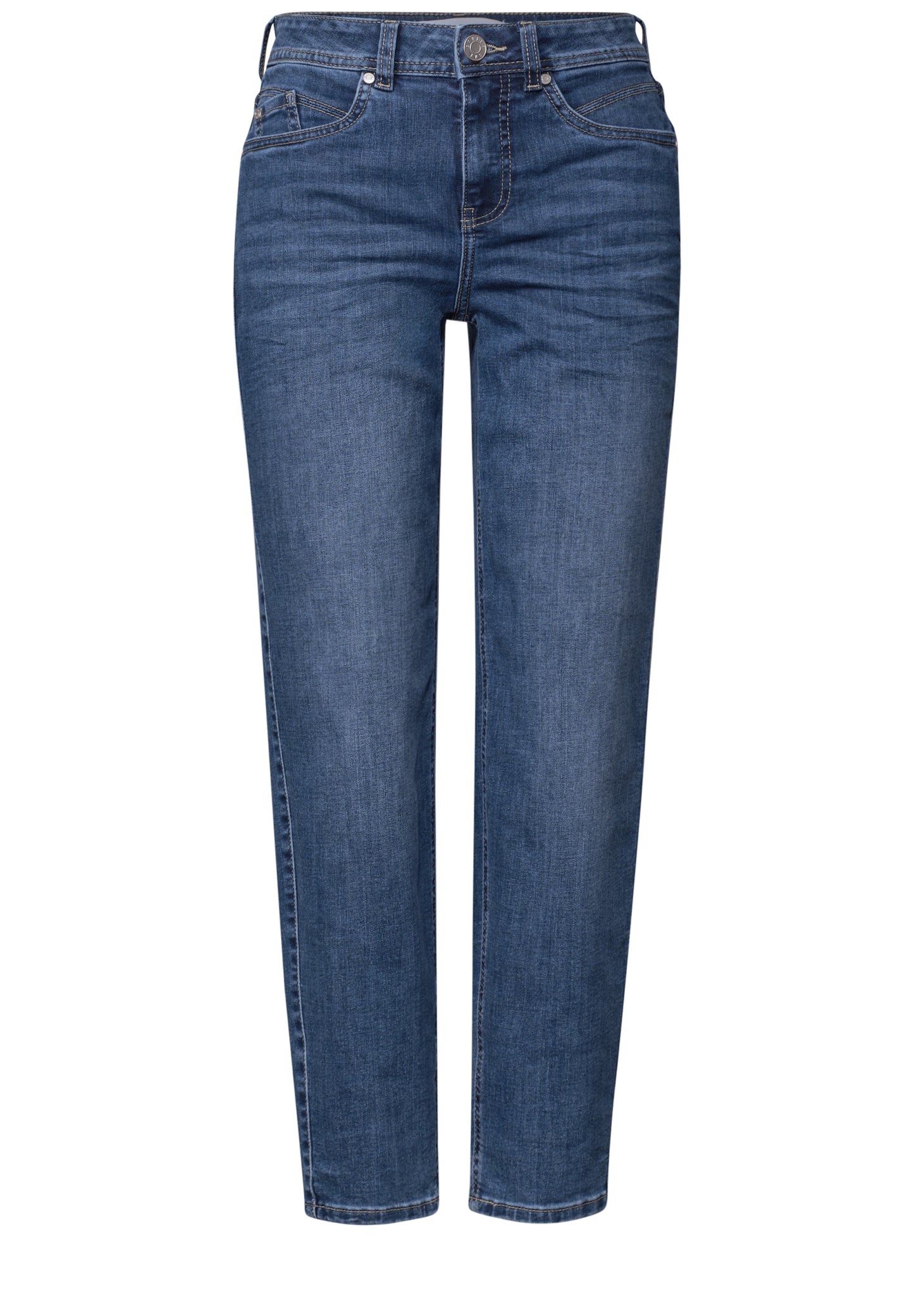 Street One - High Waist Barrel Leg Jeans im Loose Fit - Farbe: Medium Blue washed