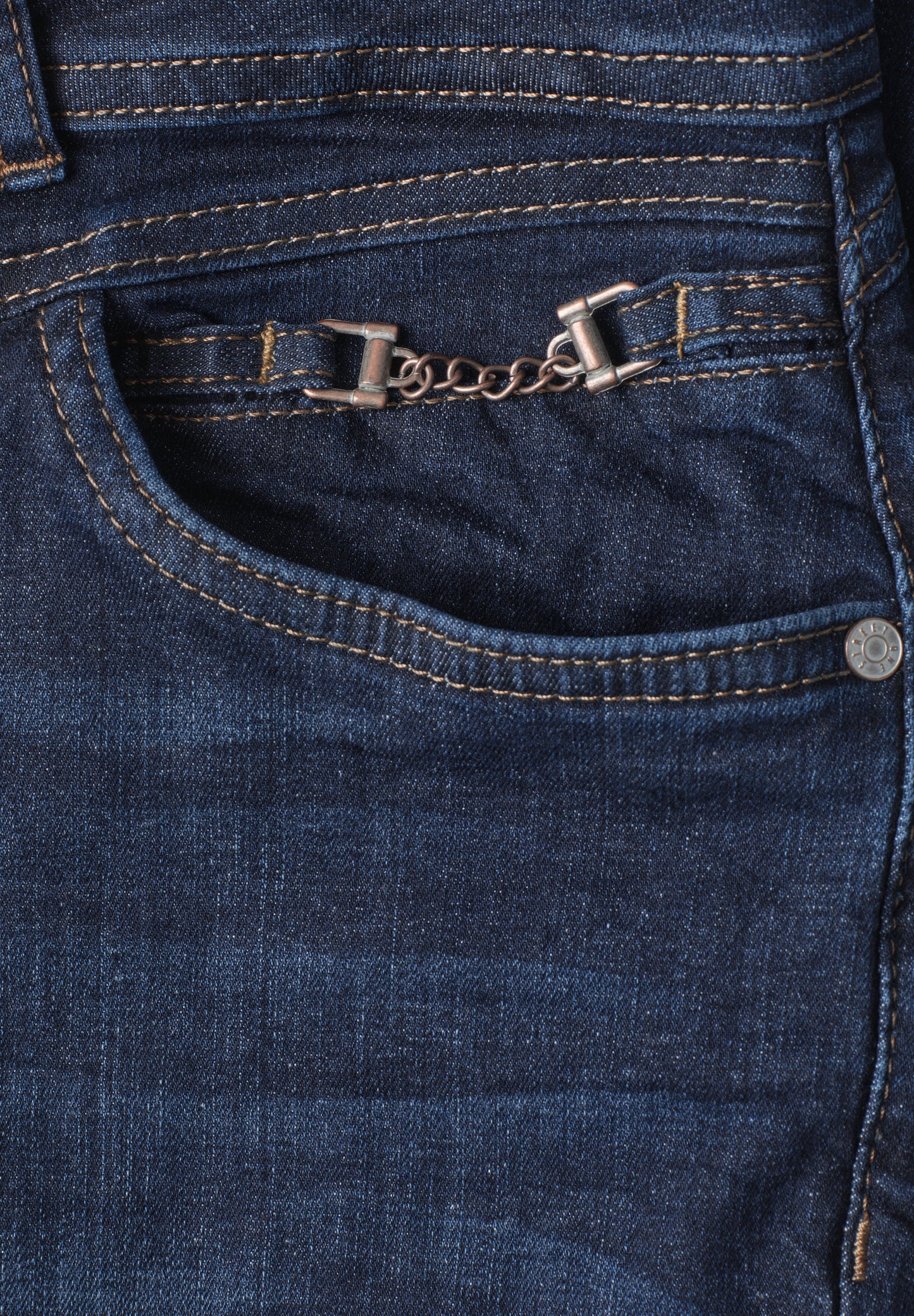 Street One - Mid Waist Slim Leg Jeans "Jane" mit Dekodetail - Farbe: Blau