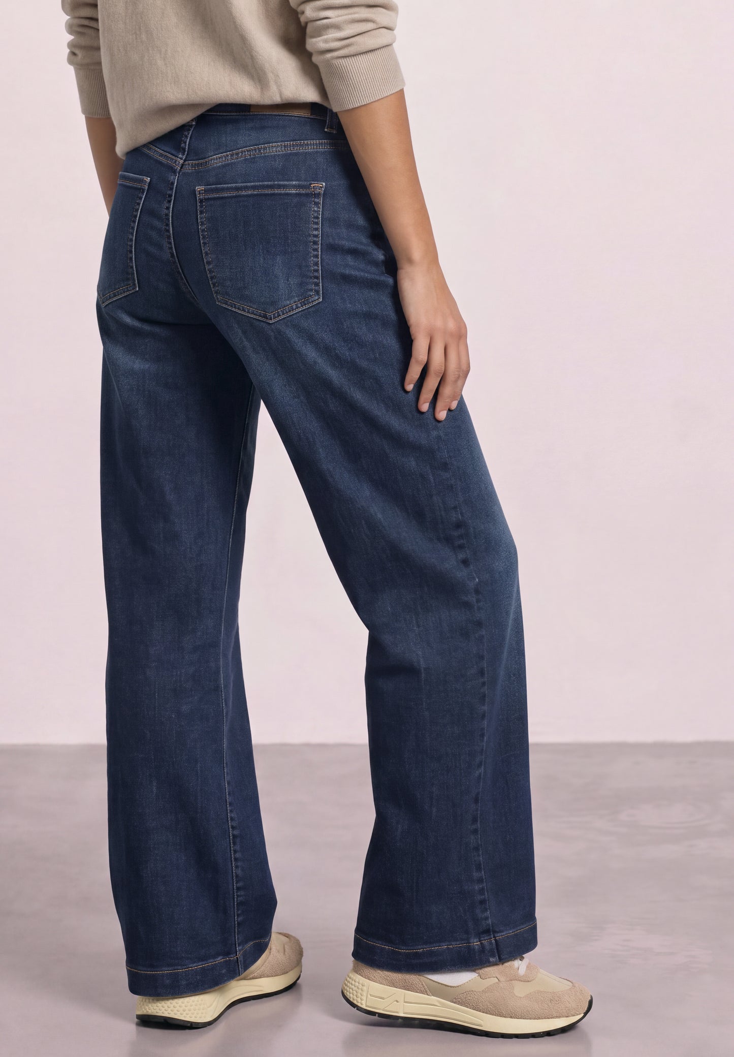 Street One - High Waist Wide Leg Jeans im Loose Fit - Farbe: Dark Blue Clean washed