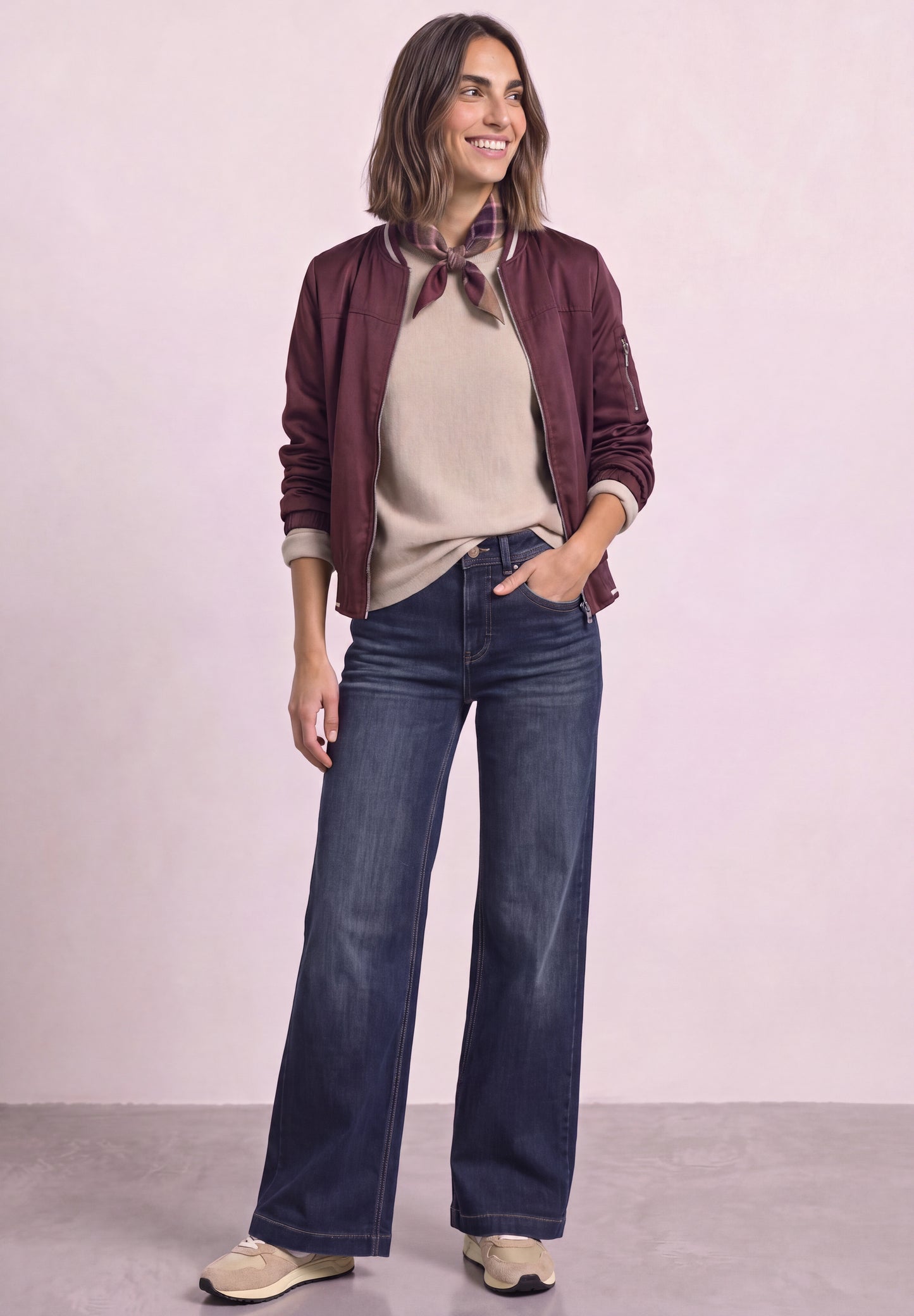 Street One - High Waist Wide Leg Jeans im Loose Fit - Farbe: Dark Blue Clean washed